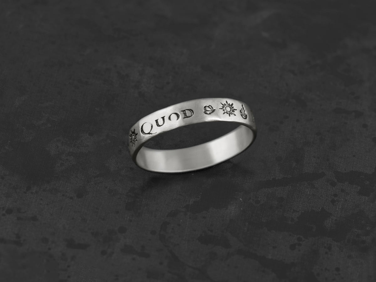 Anneau Devise Amo Quod argent Homme