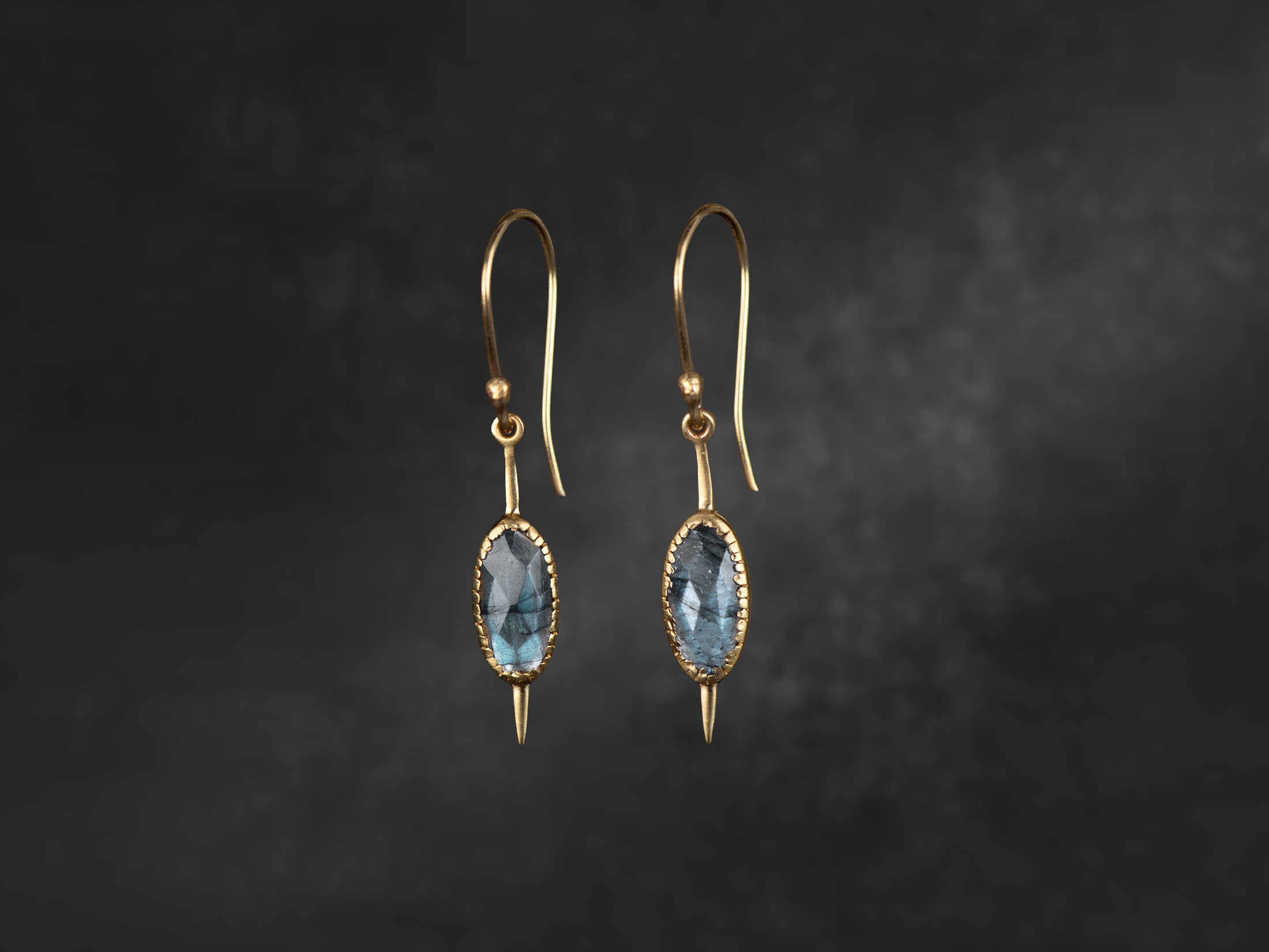 BO Comète Plaqué Or labradorite grise