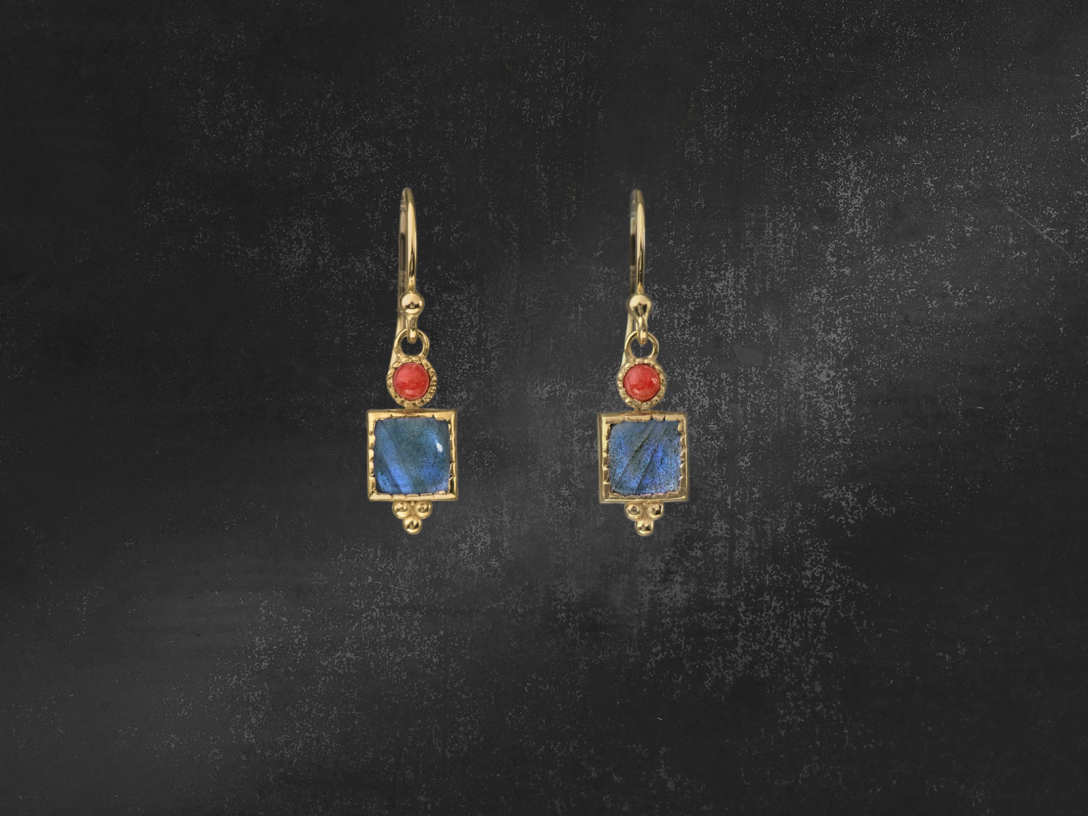 Dana Coral Labradorite gold plated earrings