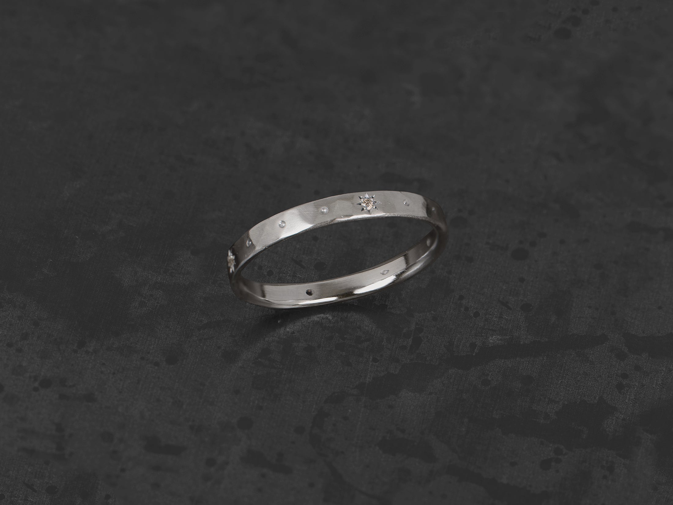 Anneau Damiel argent 4 diamants champagne