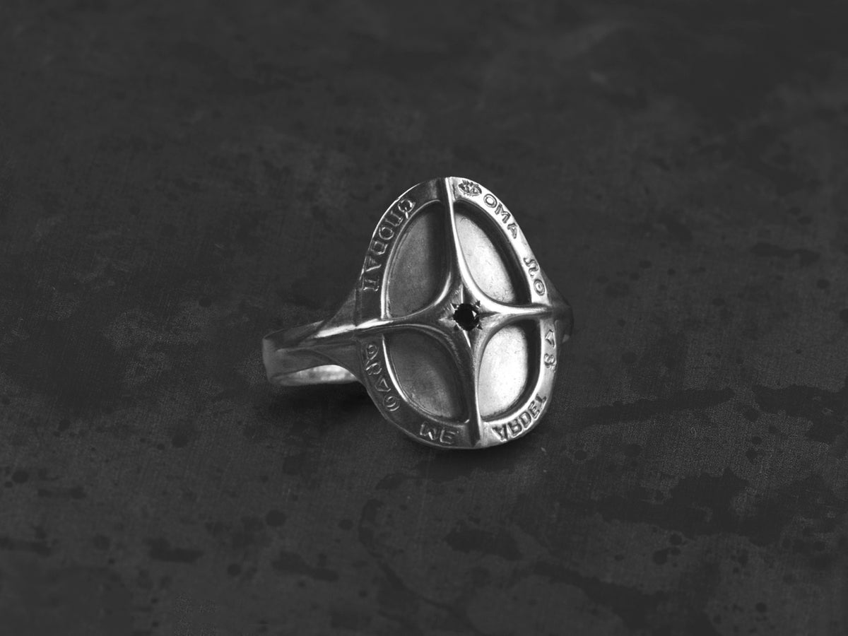 Bague Amo Quod argent diamant noir homme