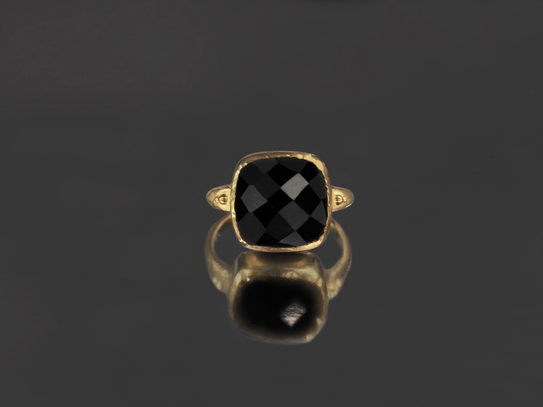 Bague Oriane Onyx noir plaqué or — bijou signature Emmanuelle Zysman en argent ou vermeil, élégant et intemporel