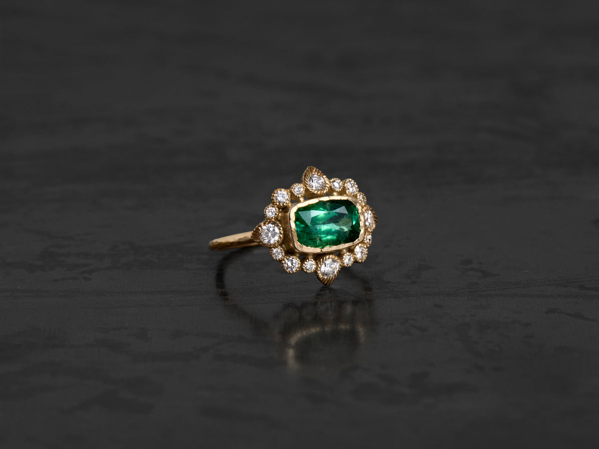 Sagan Perse Ring with 0.28 cts White Rose-Cut Diamond, Yellow Gold