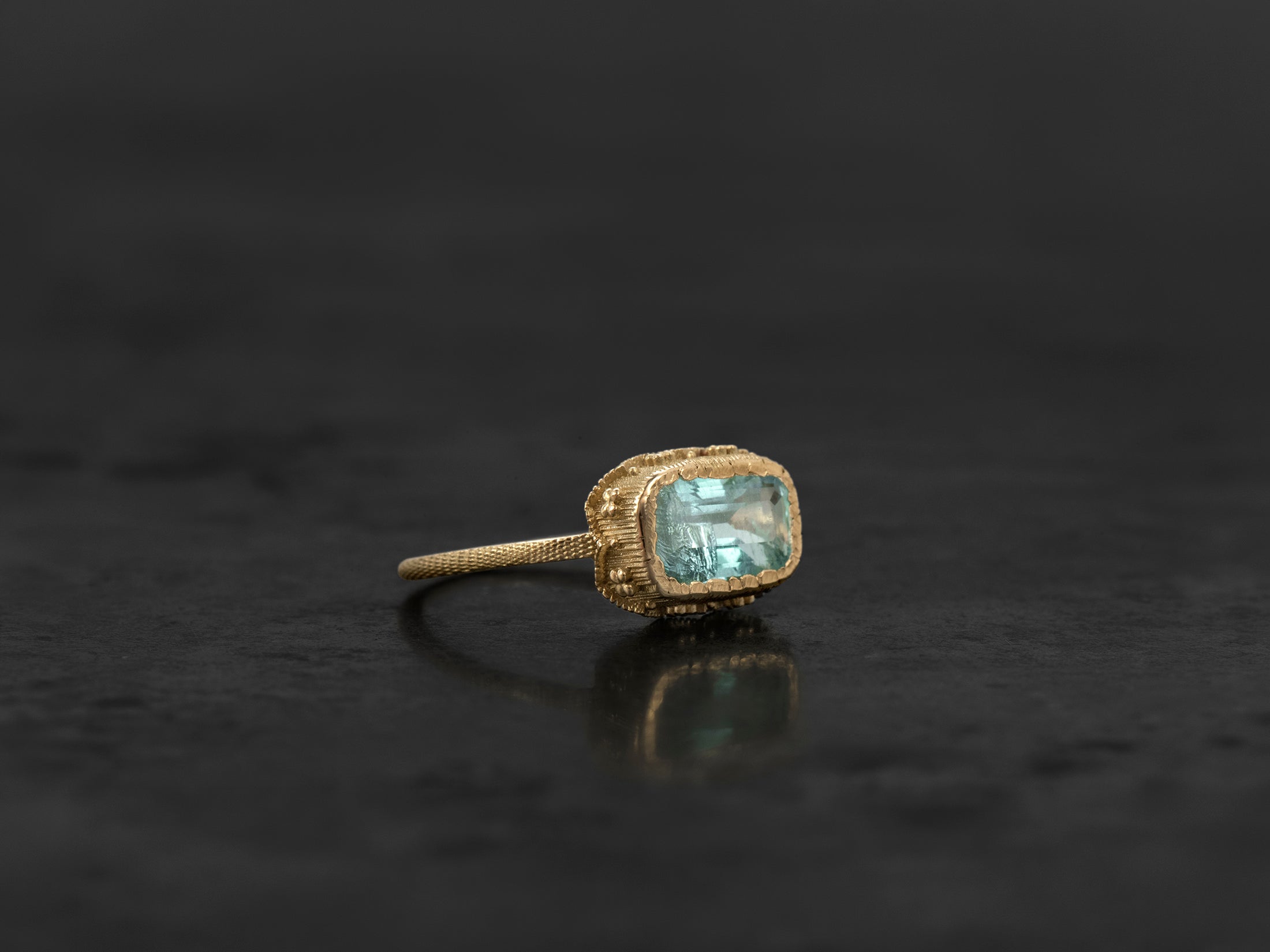 Bague Syracuse aigue-marine 1,89cts or jaune