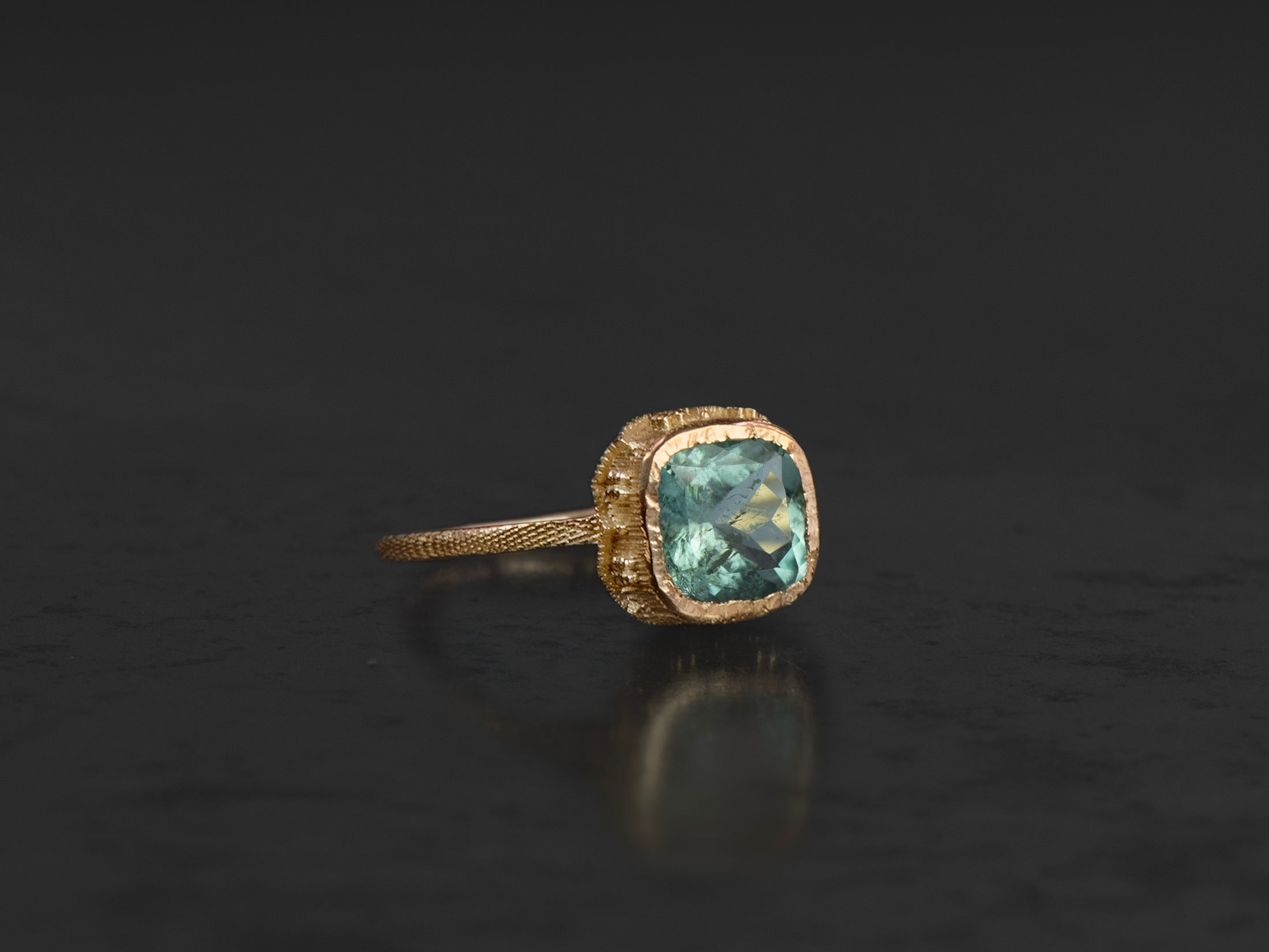 Bague Syracuse aigue-marine 1,32cts or jaune