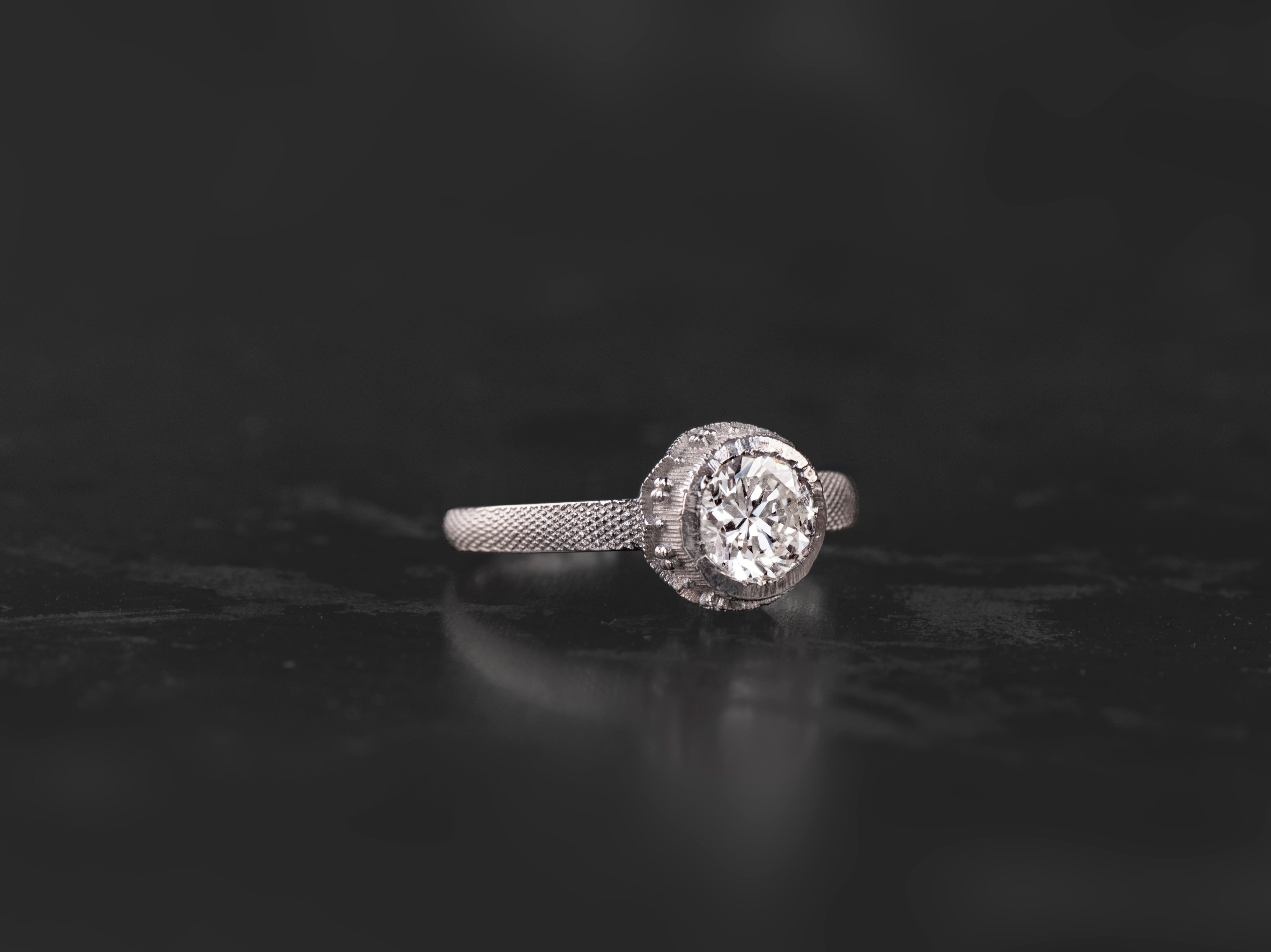 Custom setting of a 1.01 ct diamond