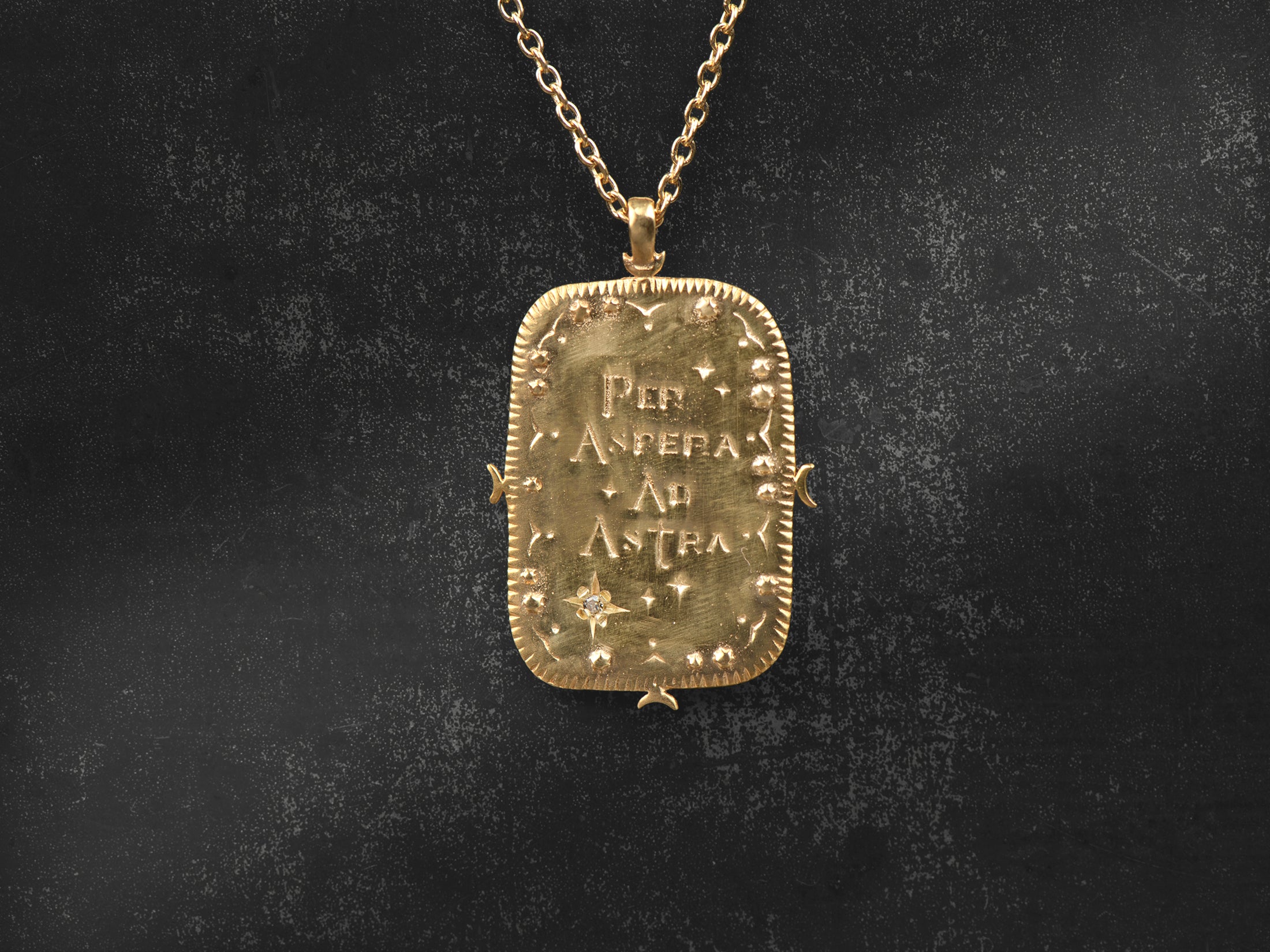 Collier Ad astra GM diamant champagne plaqué or