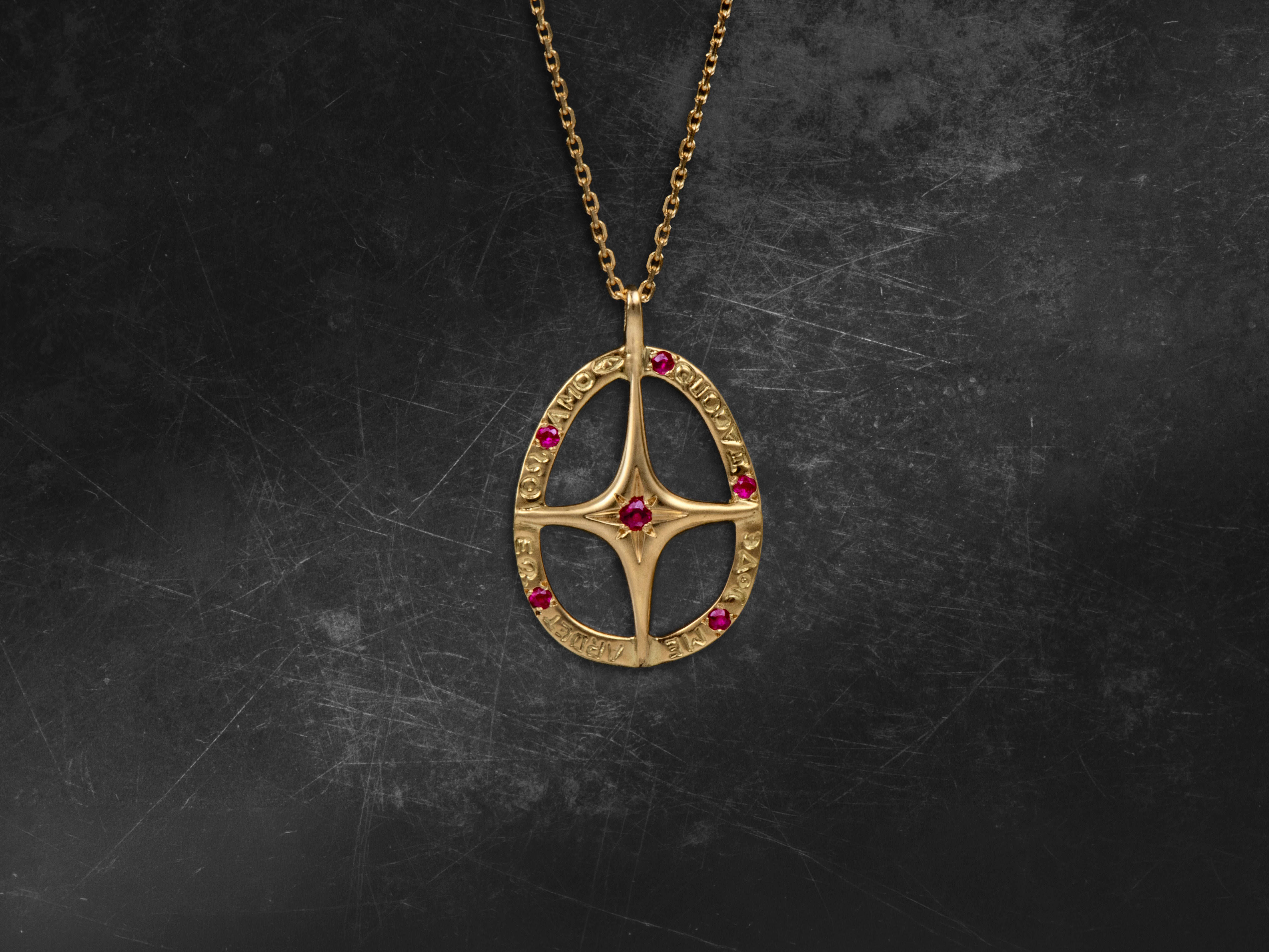 Collier Amo Quod rubis plaqué or