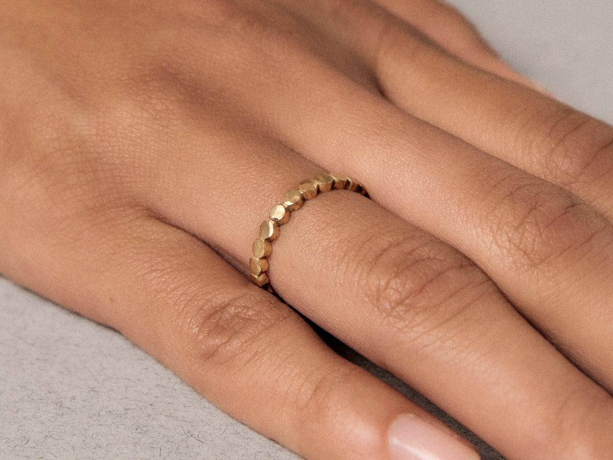 Honey yellow gold wedding ring