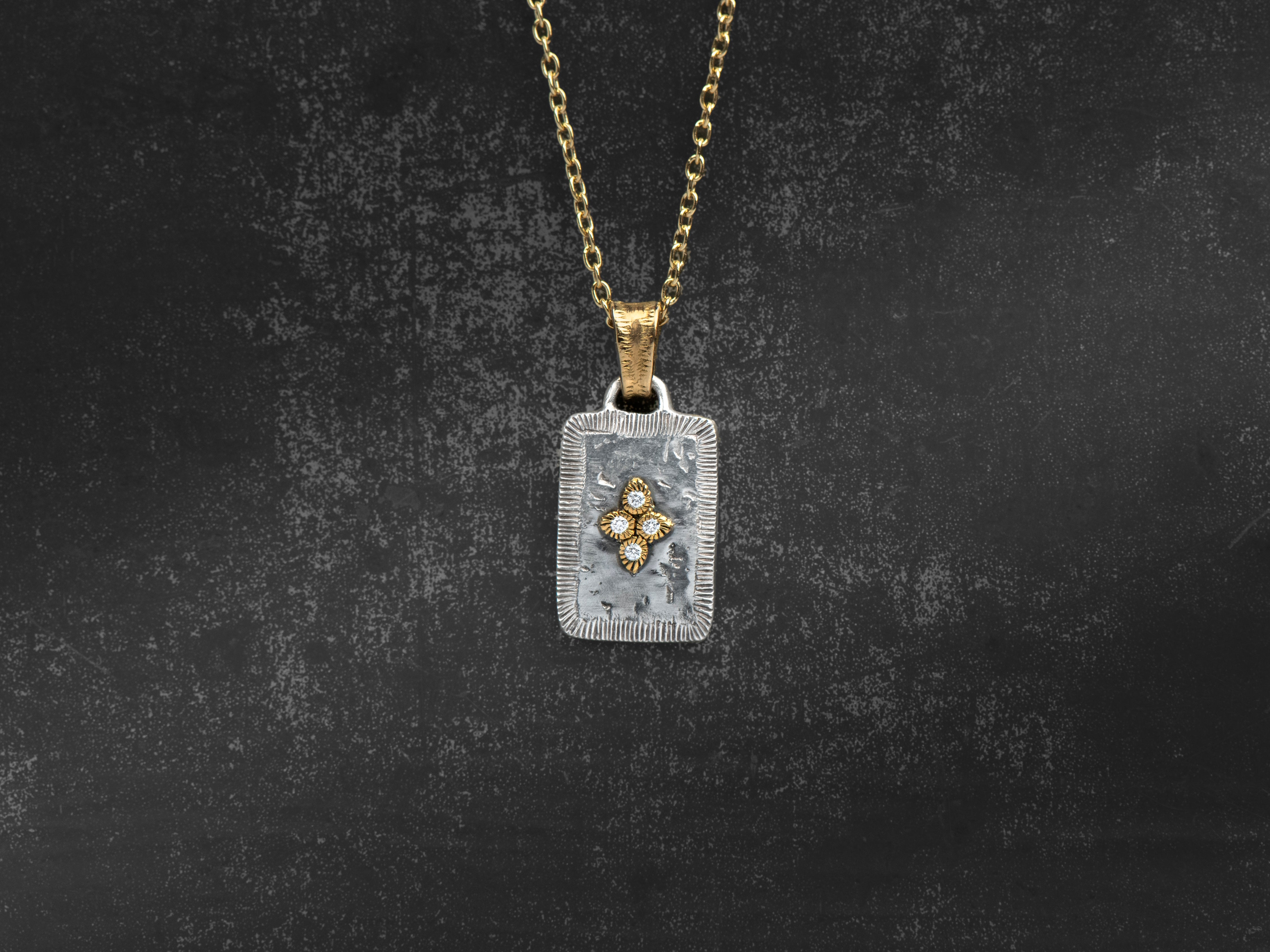 Pendentif Solis lux rectangle MM étoile diamants