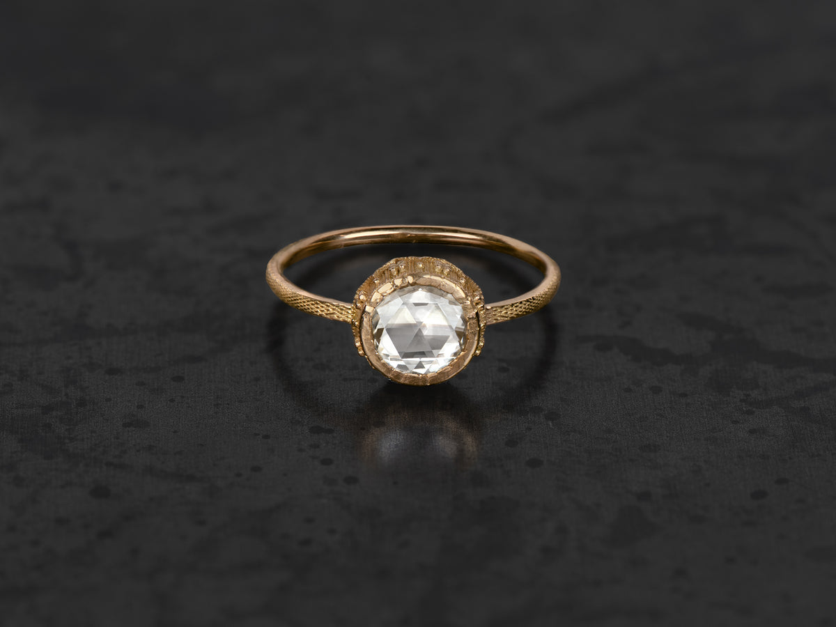 Bague Syracuse diamant rond rosecut 1,01cts or jaune