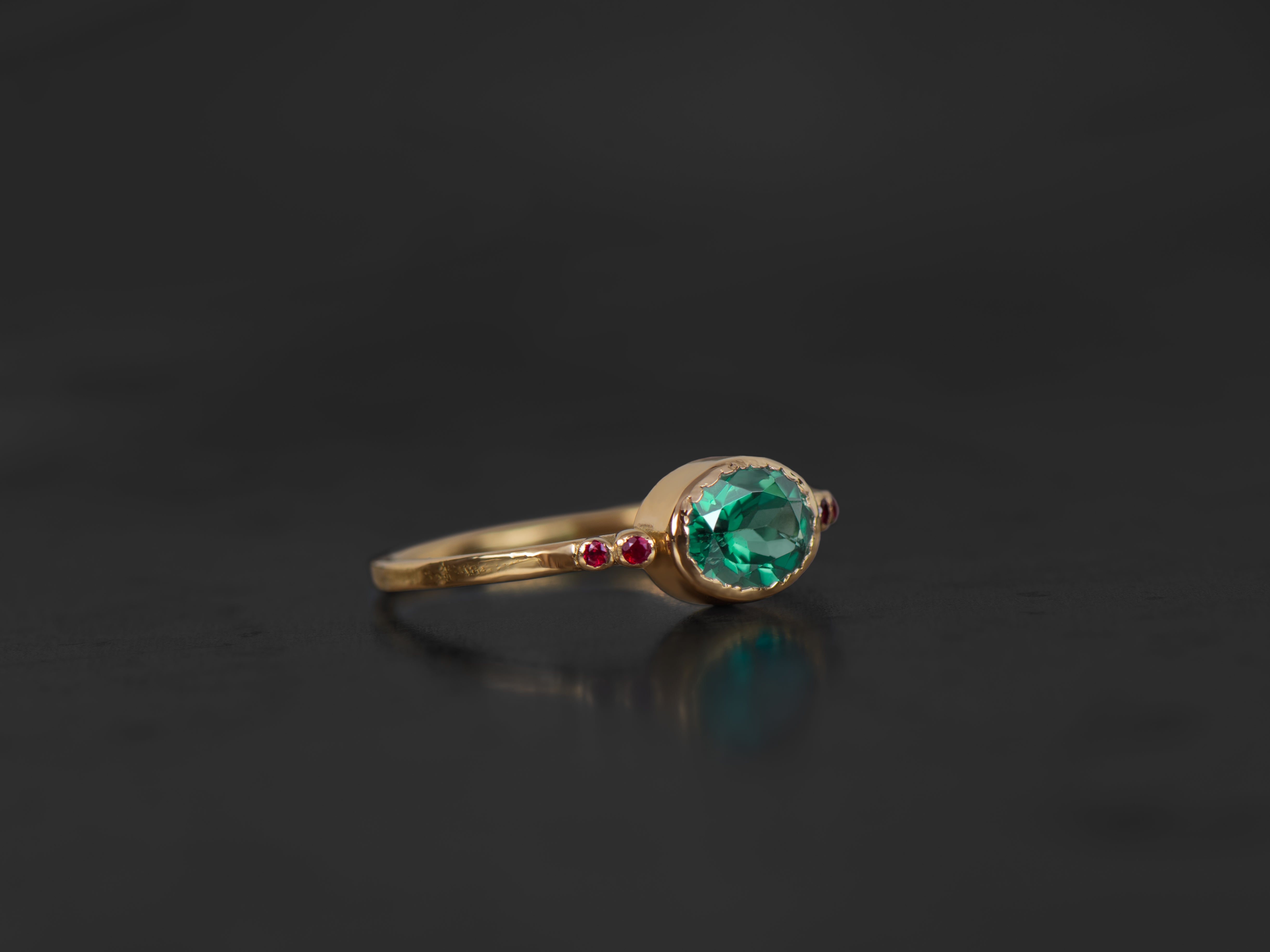 BAGUE CASSIEL RUBIS TOURMALINE VERTE 1,19CTS OR JAUNE