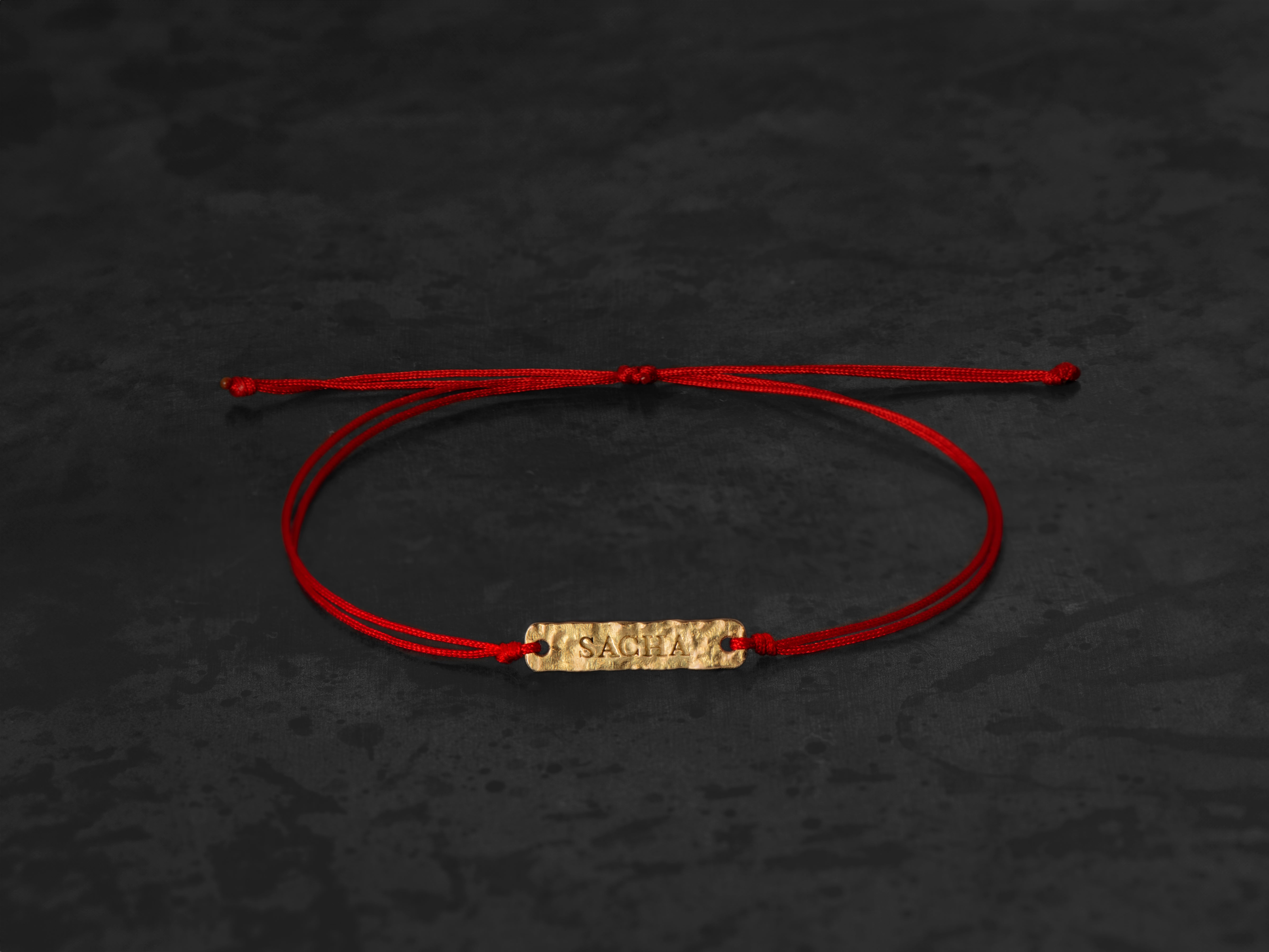 Baby Amor ID hammered yellow gold birth bracelet