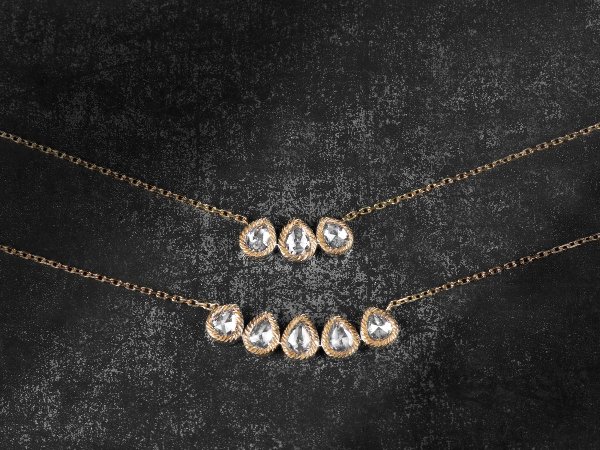 Collier Alex diamants poires or jaune — bijou signature Emmanuelle Zysman en argent ou vermeil, élégant et intemporel