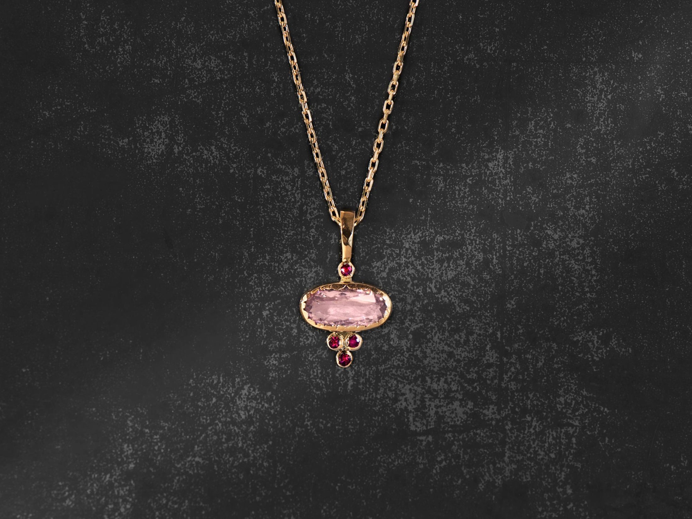 Collier Baby Samarcande rubis tourmaline rose or jaune — bijou signature Emmanuelle Zysman en argent ou vermeil, élégant et intemporel