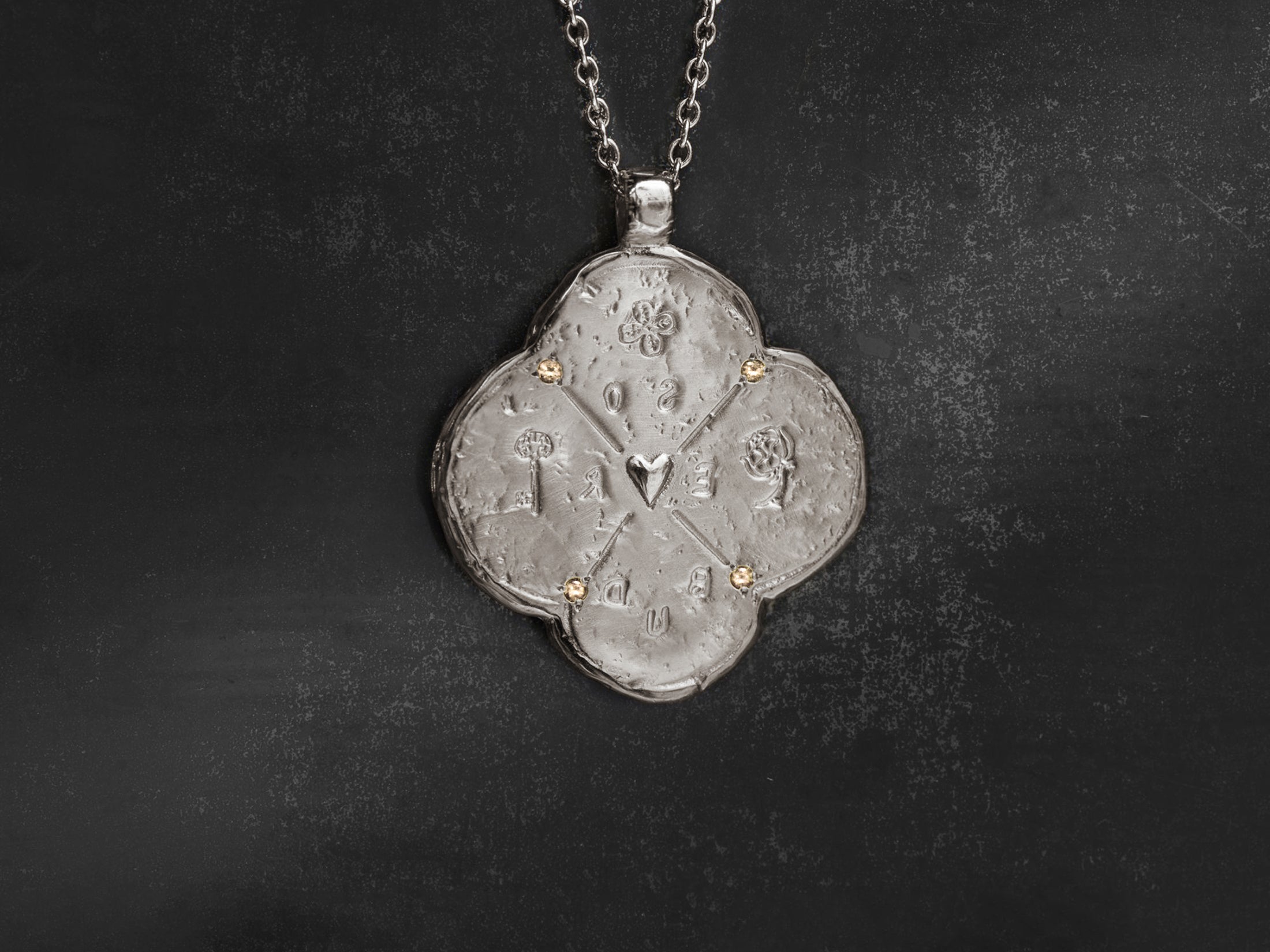 Collier Rosebud diamant champagne et argent