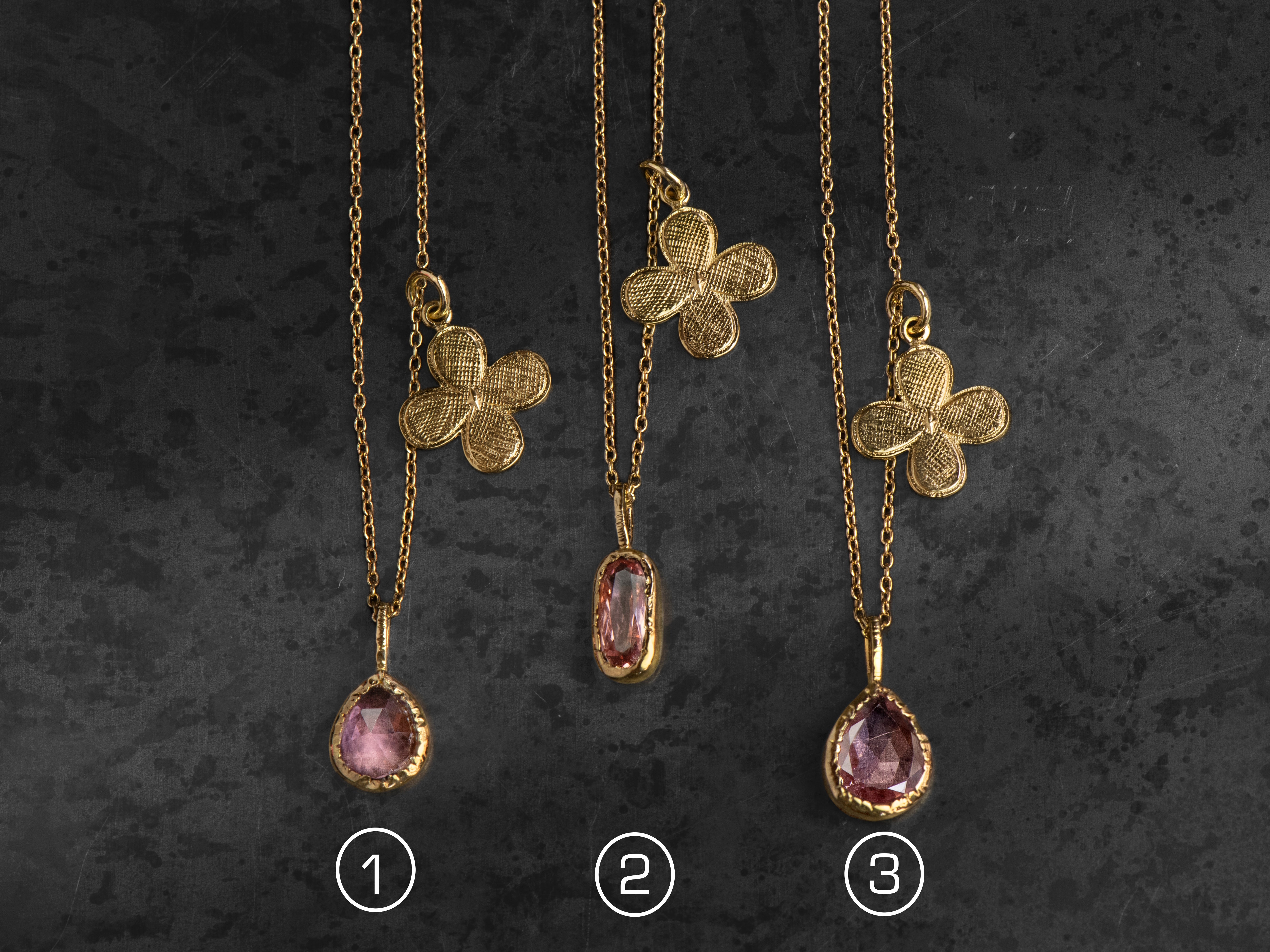 Collier Shirin tourmaline rose plaqué or