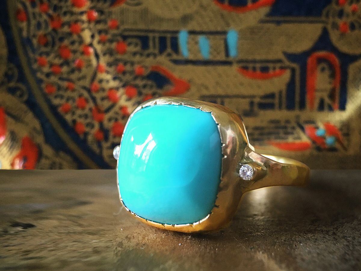 Turquoise diamond ring