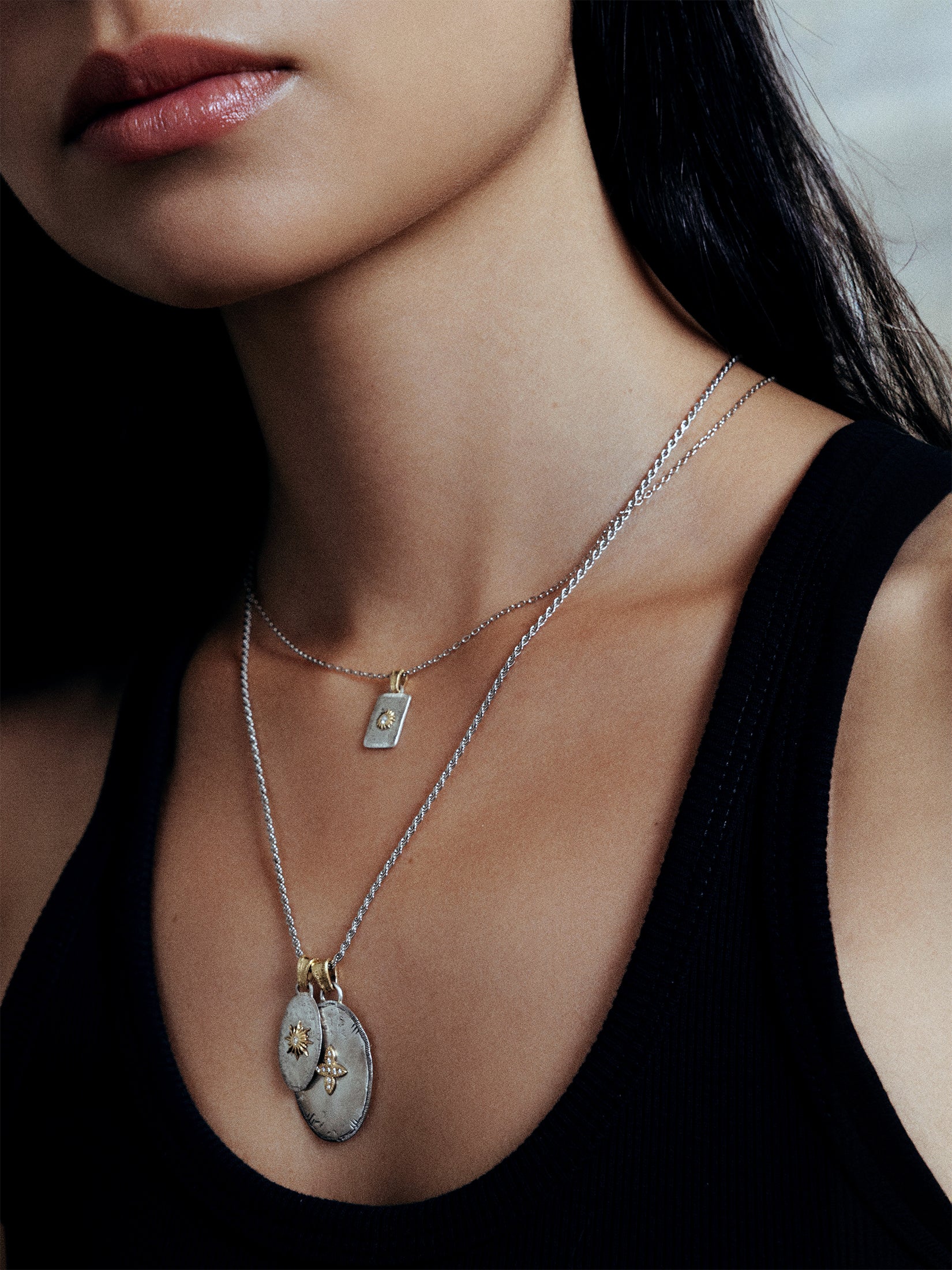 Pendentif Solis Lux ovale PM soleil brillant blanc