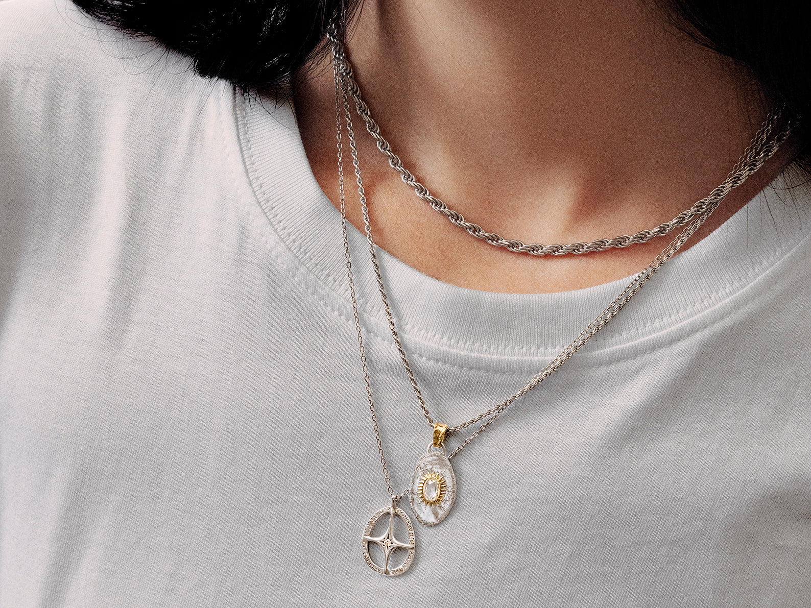 Collier Amo Quod diamants miel argent