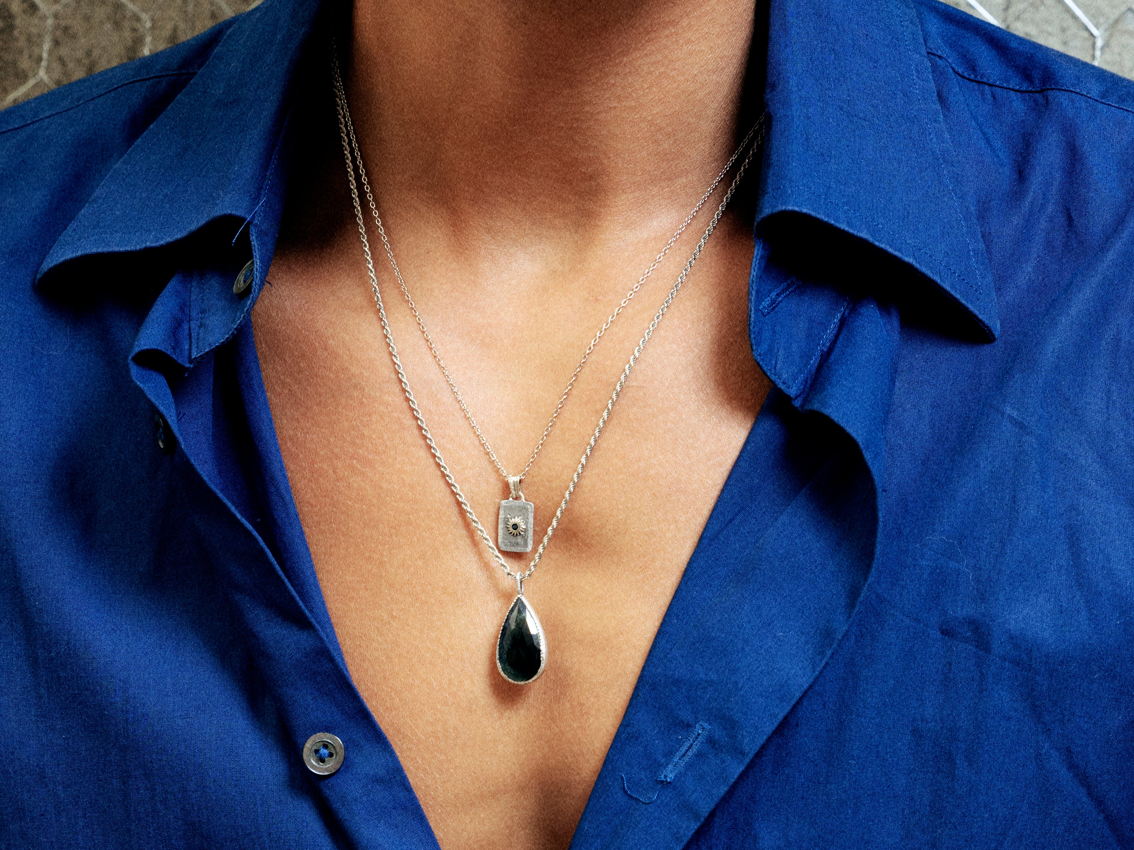 Collier Enigma poire argent tourmaline noire 9,85cts