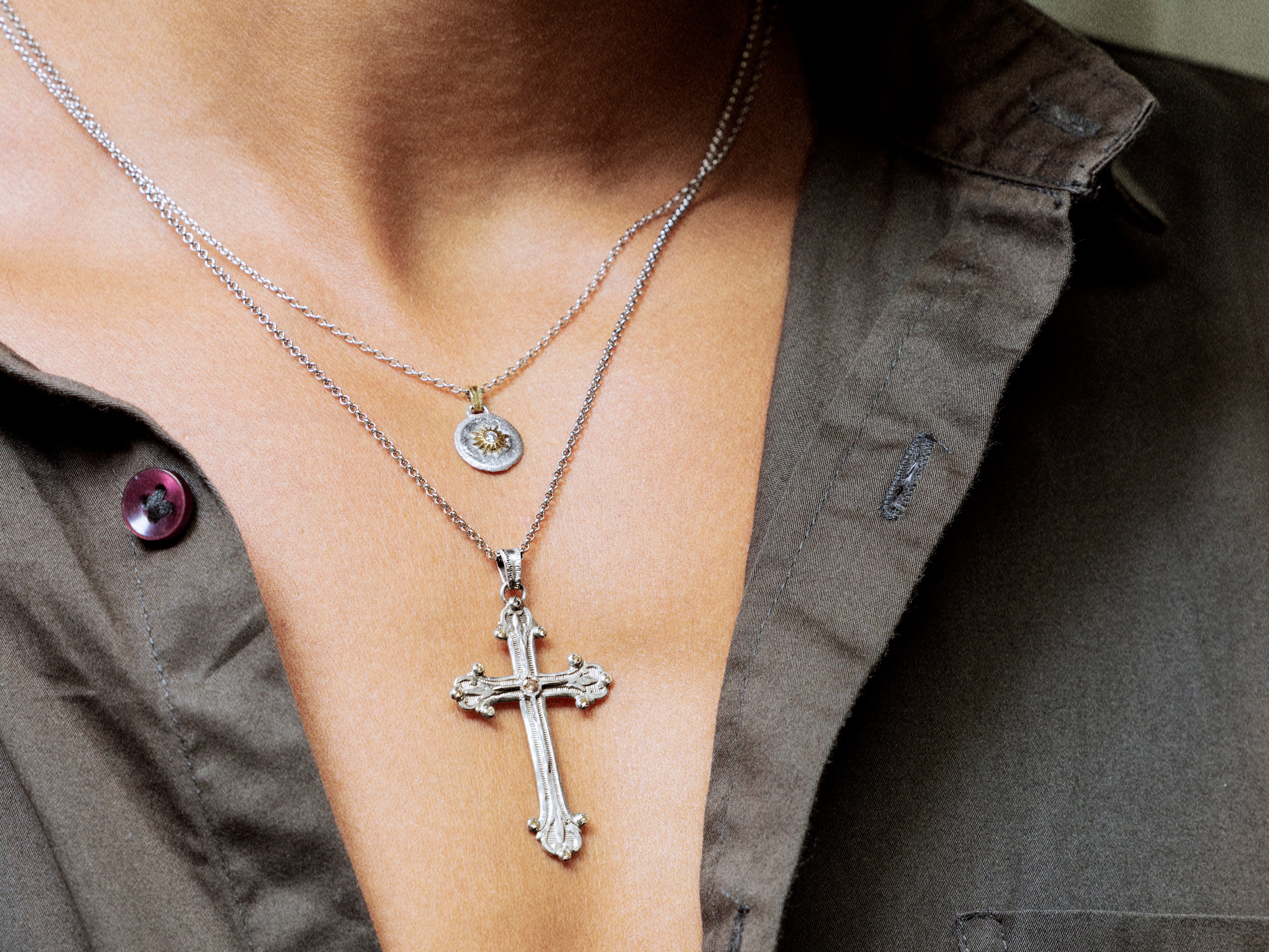 Collier Syracuse diamants miel argent