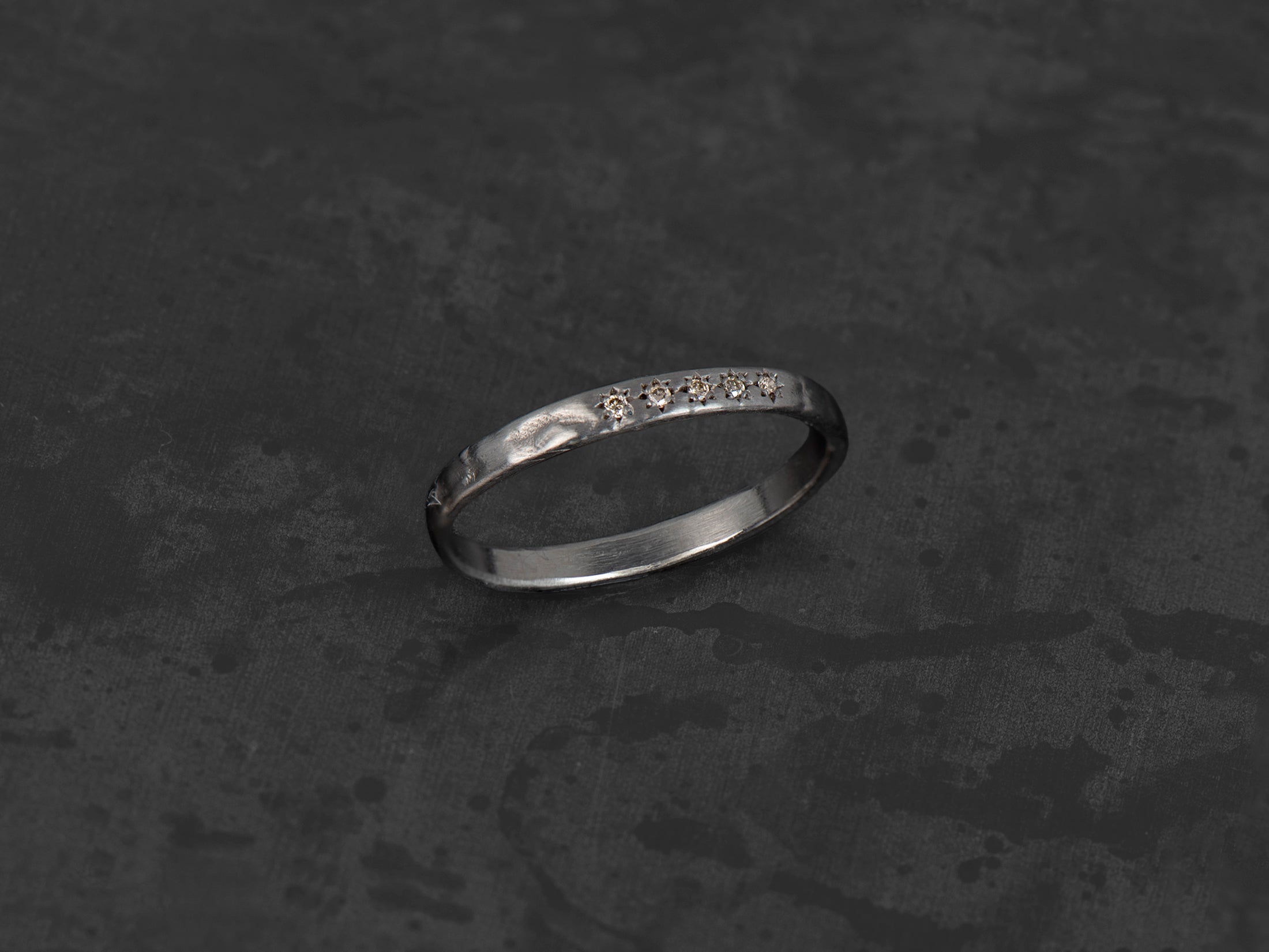 Anneau Cassiel argent 5 diamants champagne