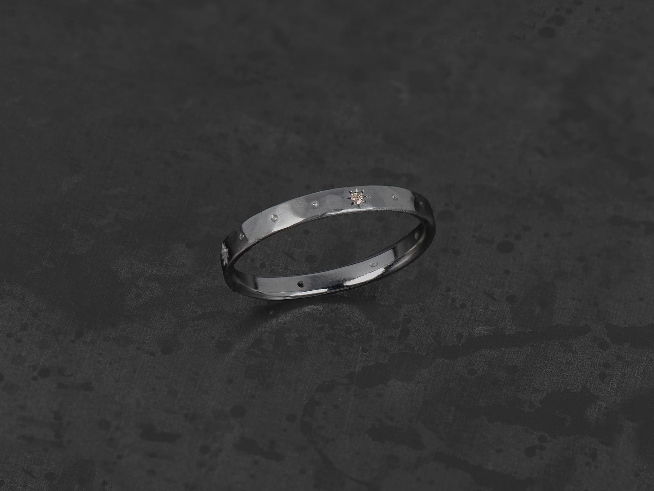 Anneau Damiel argent 4 diamants champagne