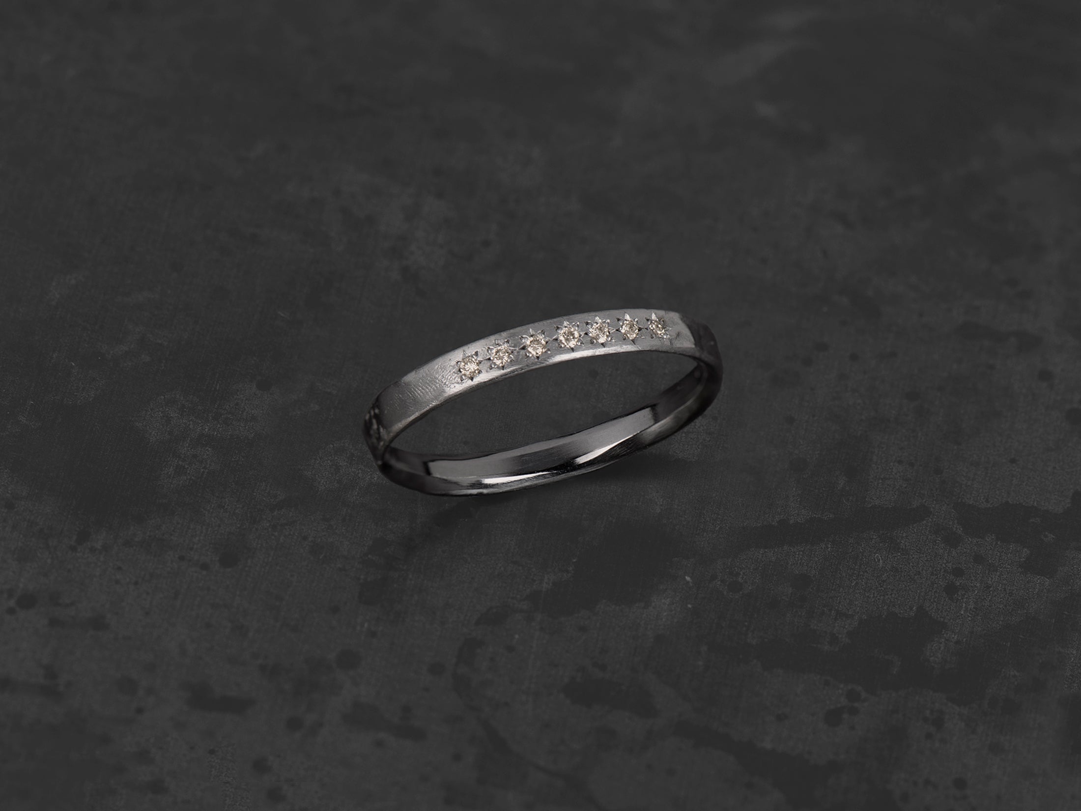 Anneau Damiel argent 7 diamants champagne