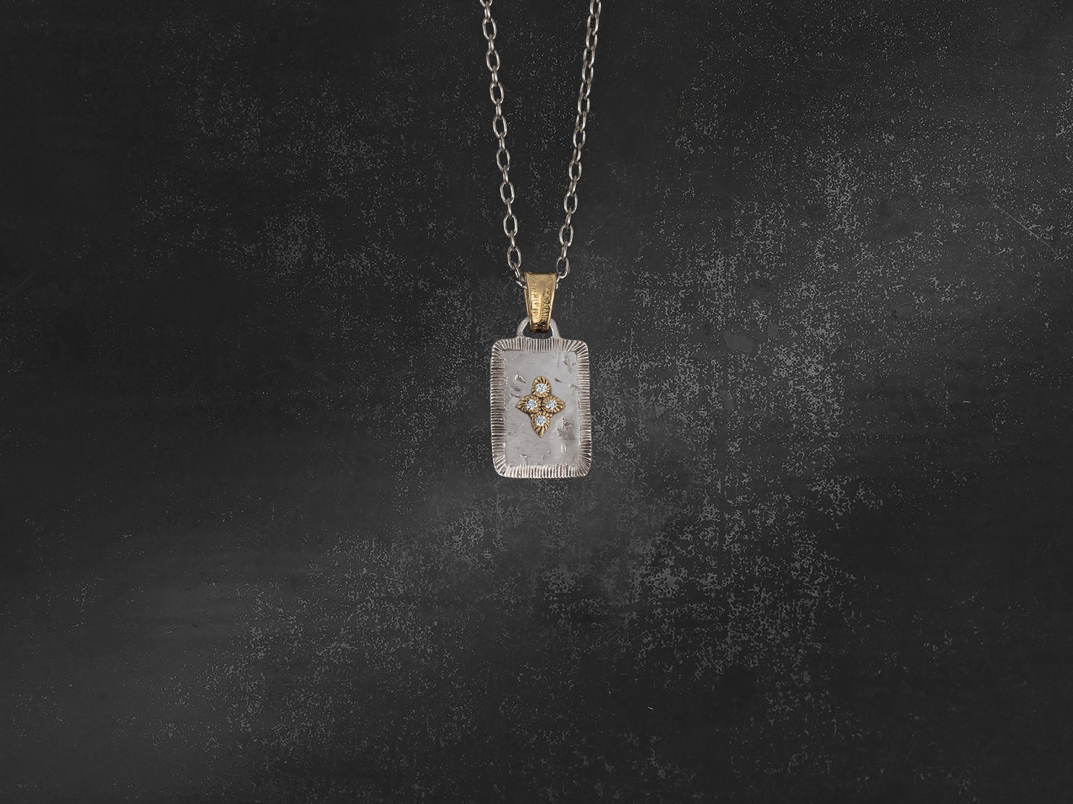 Pendentif Solis Lux rectangle PM étoile diamants