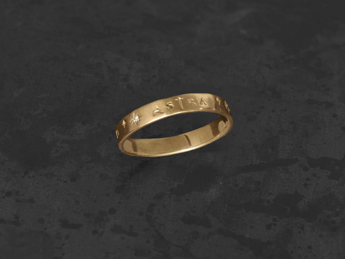 Anneau Devise Ad Astra diamants or jaune