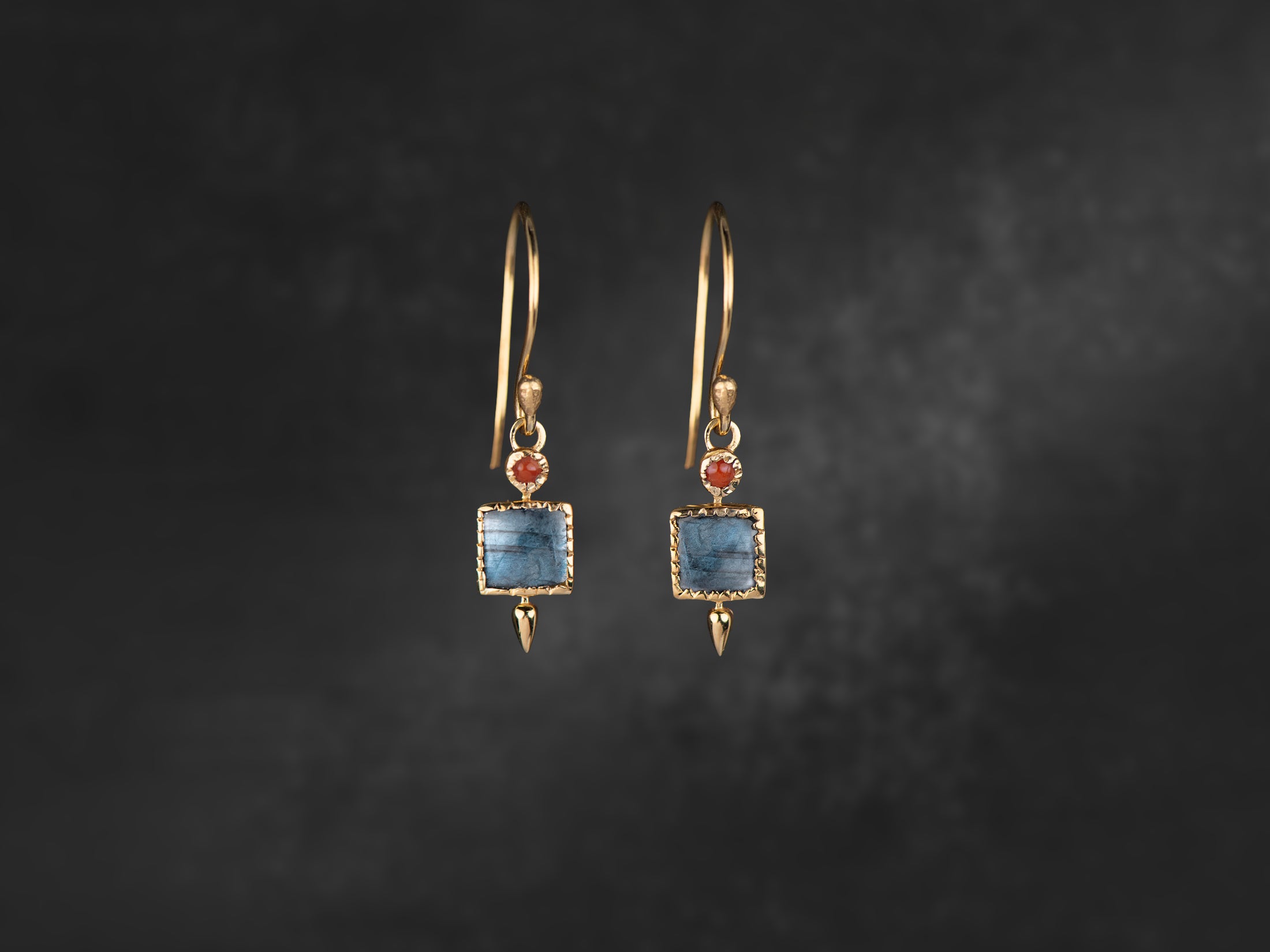 Dana Coral Labradorite gold plated earrings