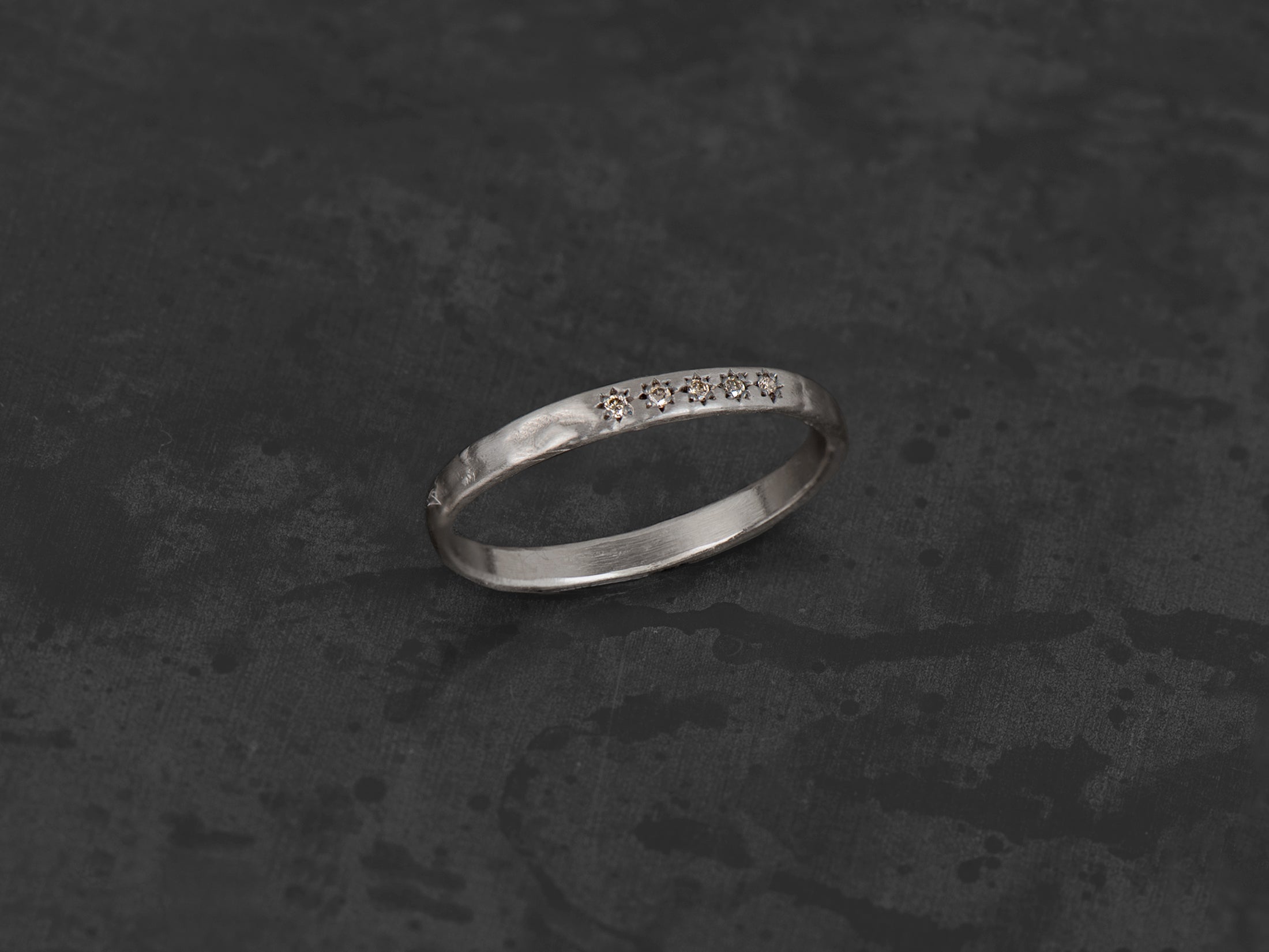 Anneau Cassiel argent 5 diamants champagne