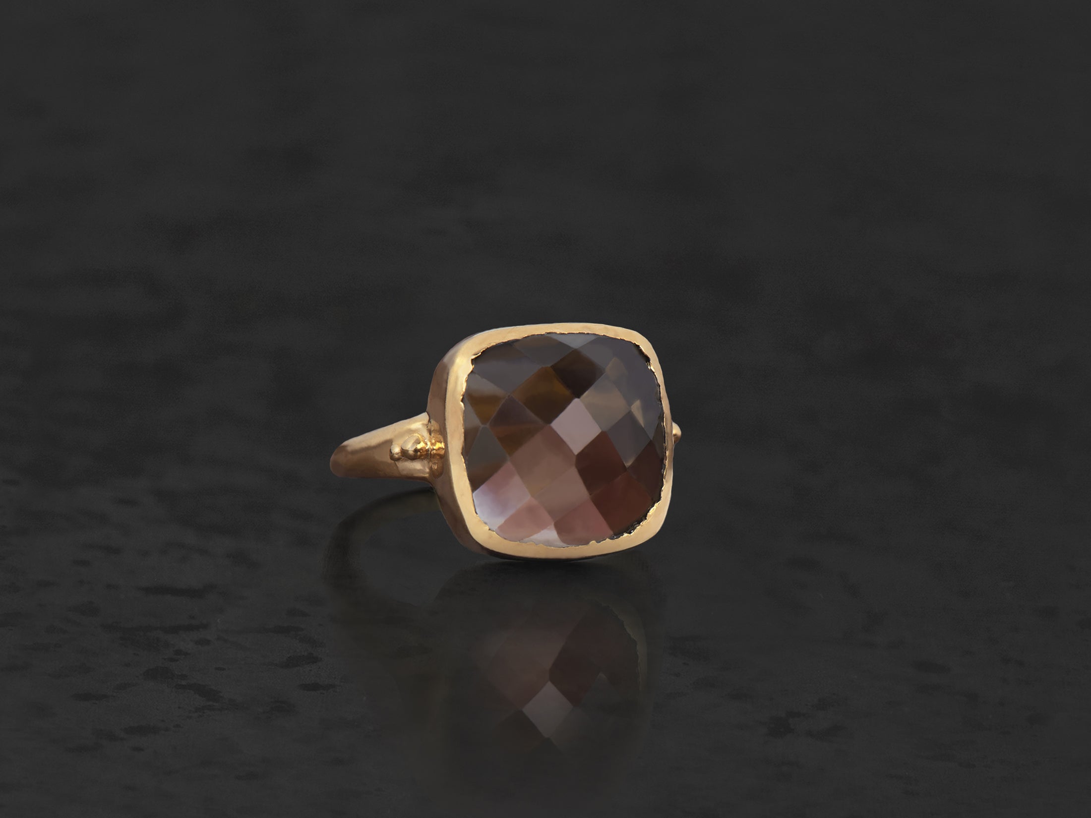 Bague Oriane Quartz fumé plaqué or
