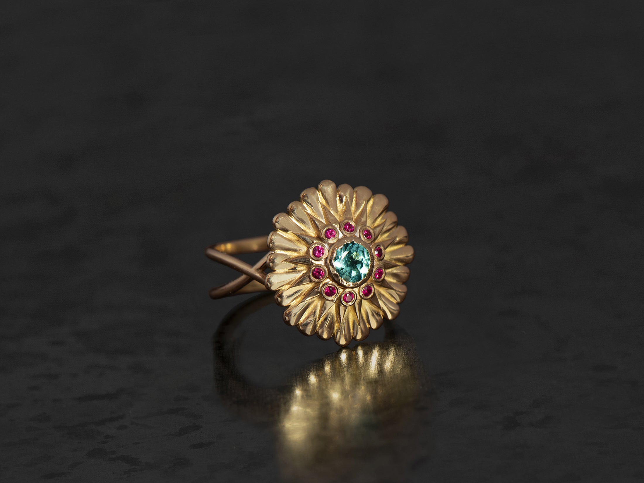 Bague Sacha tourmaline 0,15cts et rubis or jaune