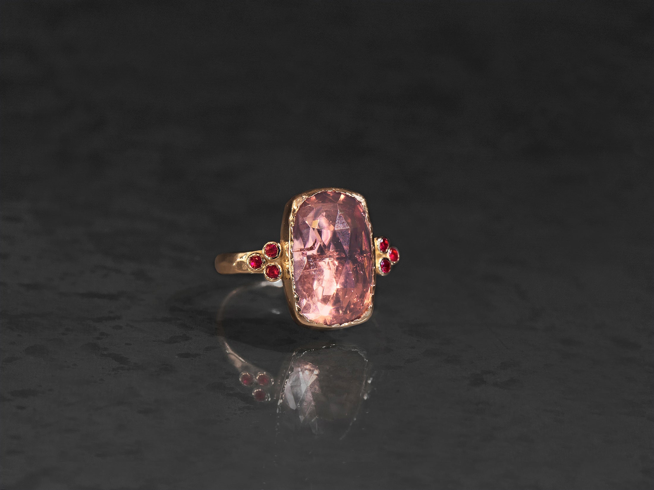 Bague fashion rubis rose