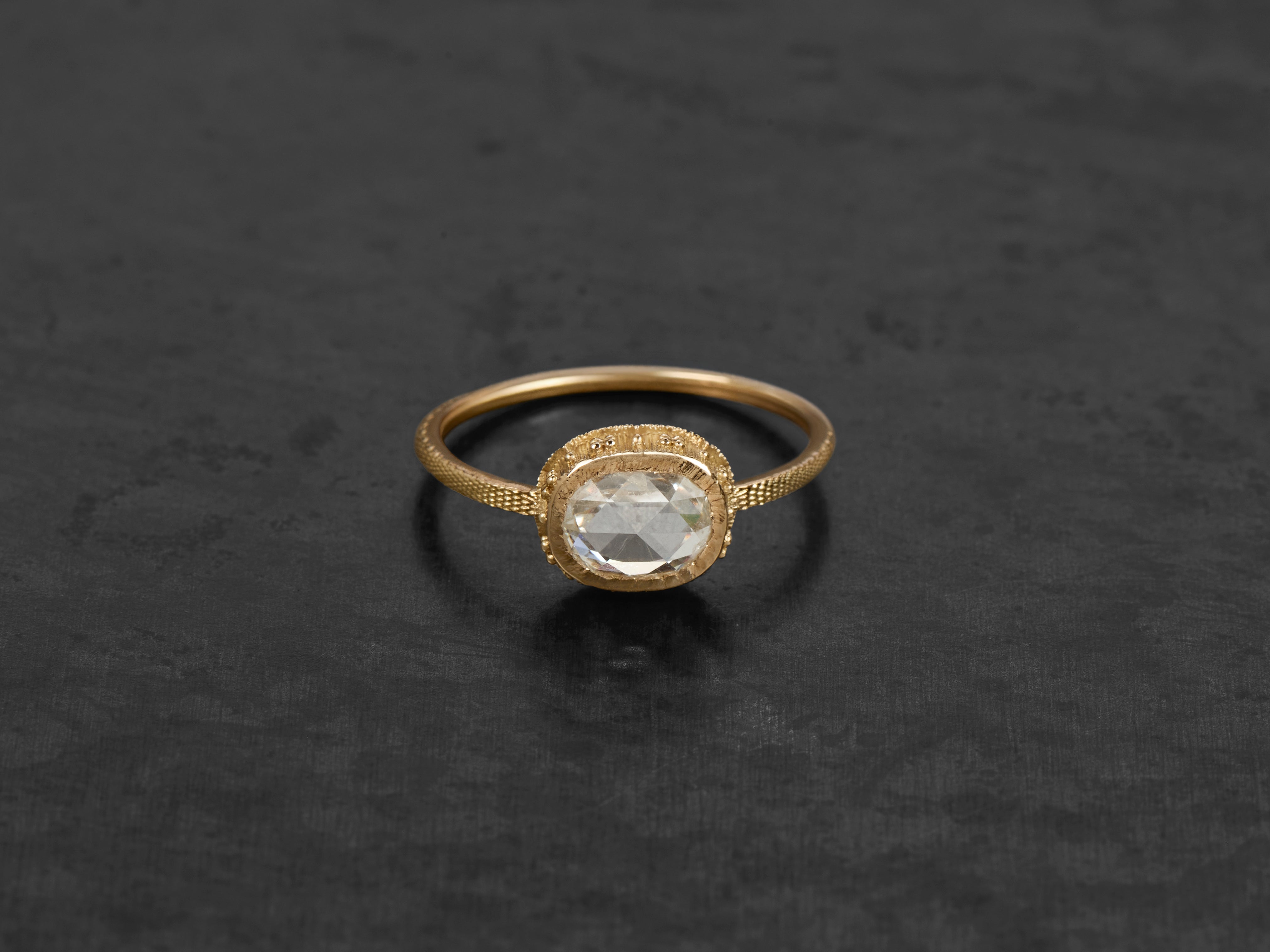 Bague Syracuse diamant rosecut coussin 1,09 cts Or jaune