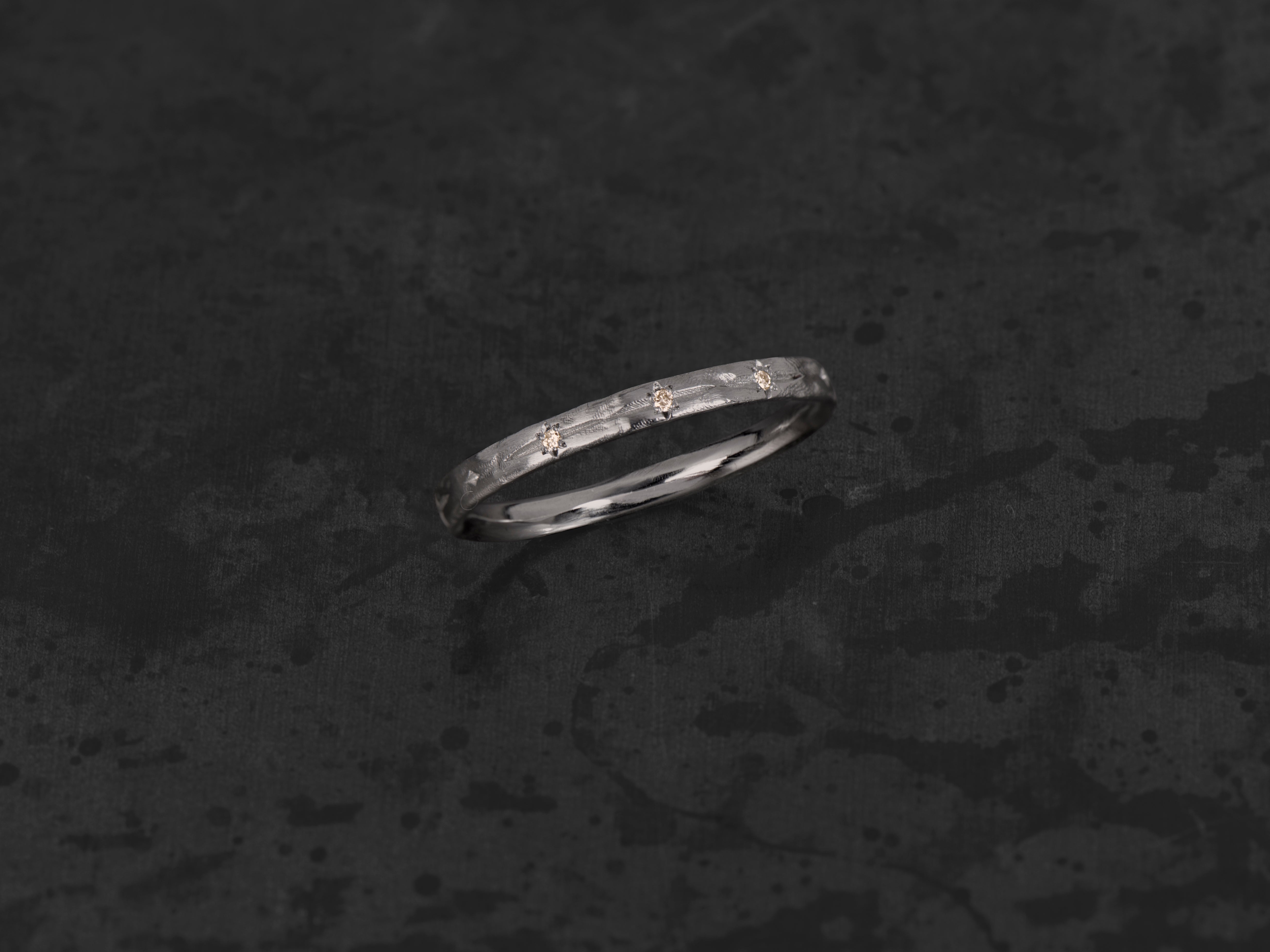 Anneau cassiel argent 3 diamants champagne