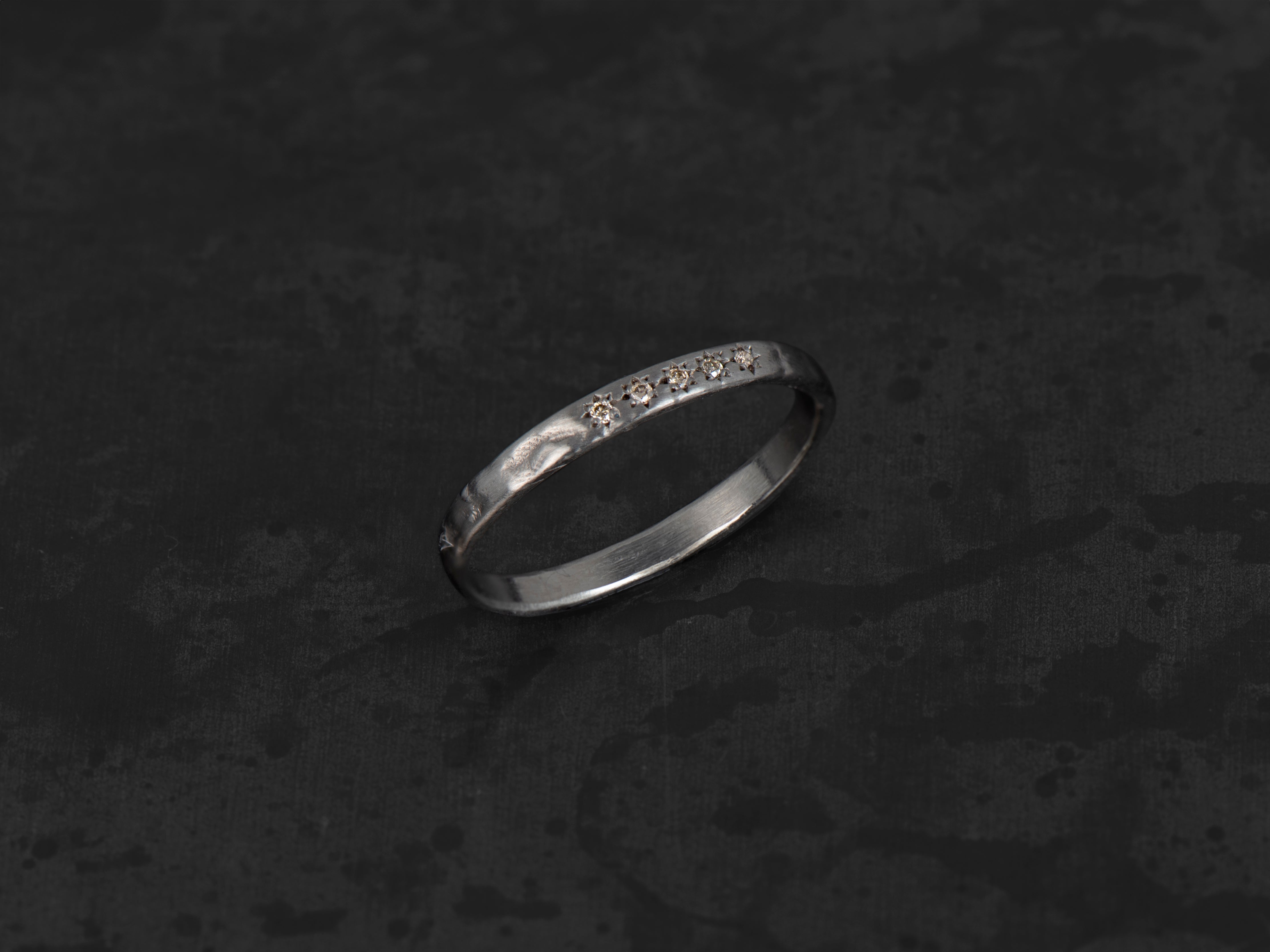 Anneau Cassiel argent 5 diamants champagne