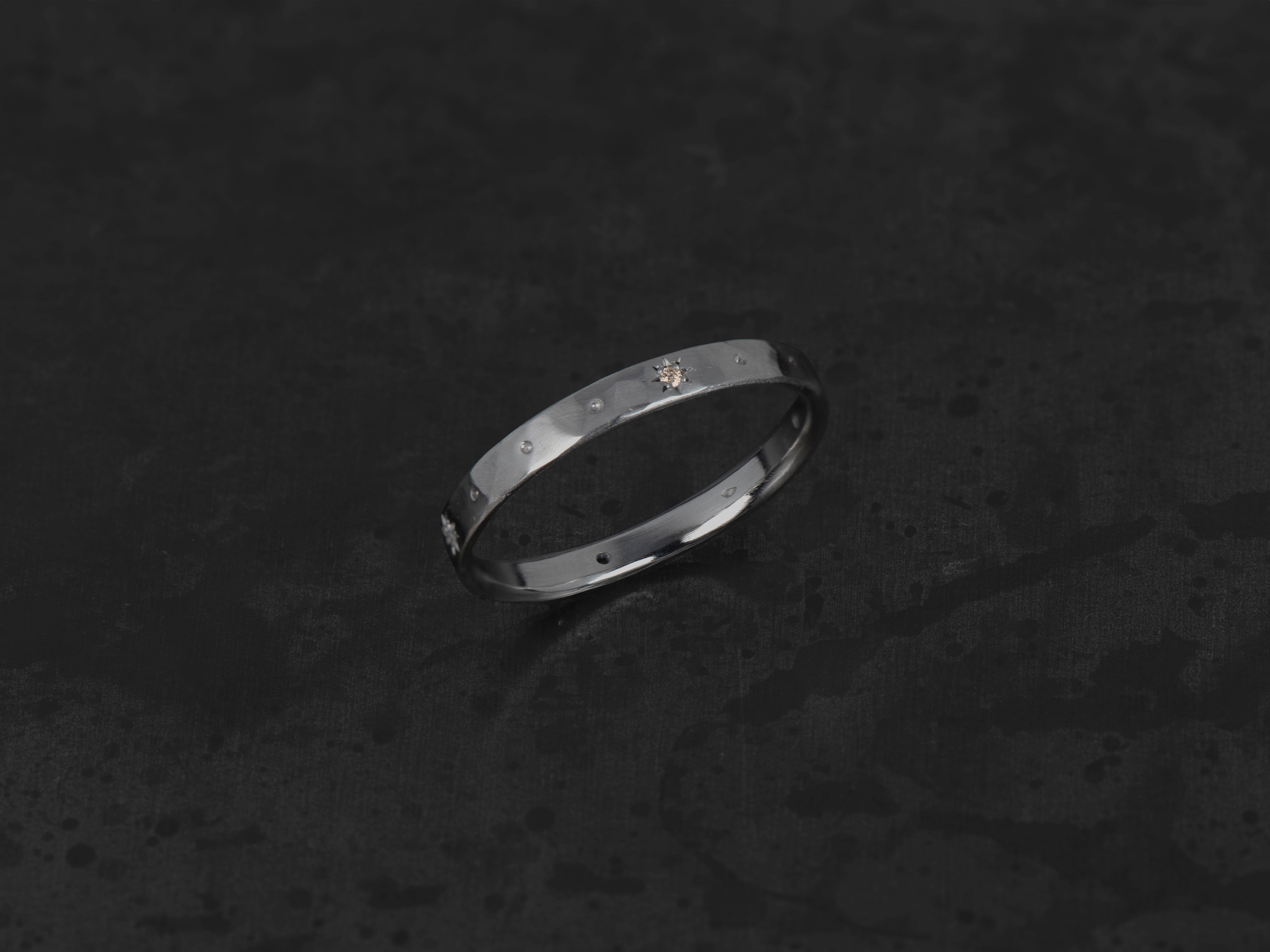 Anneau Damiel argent 4 diamants champagne