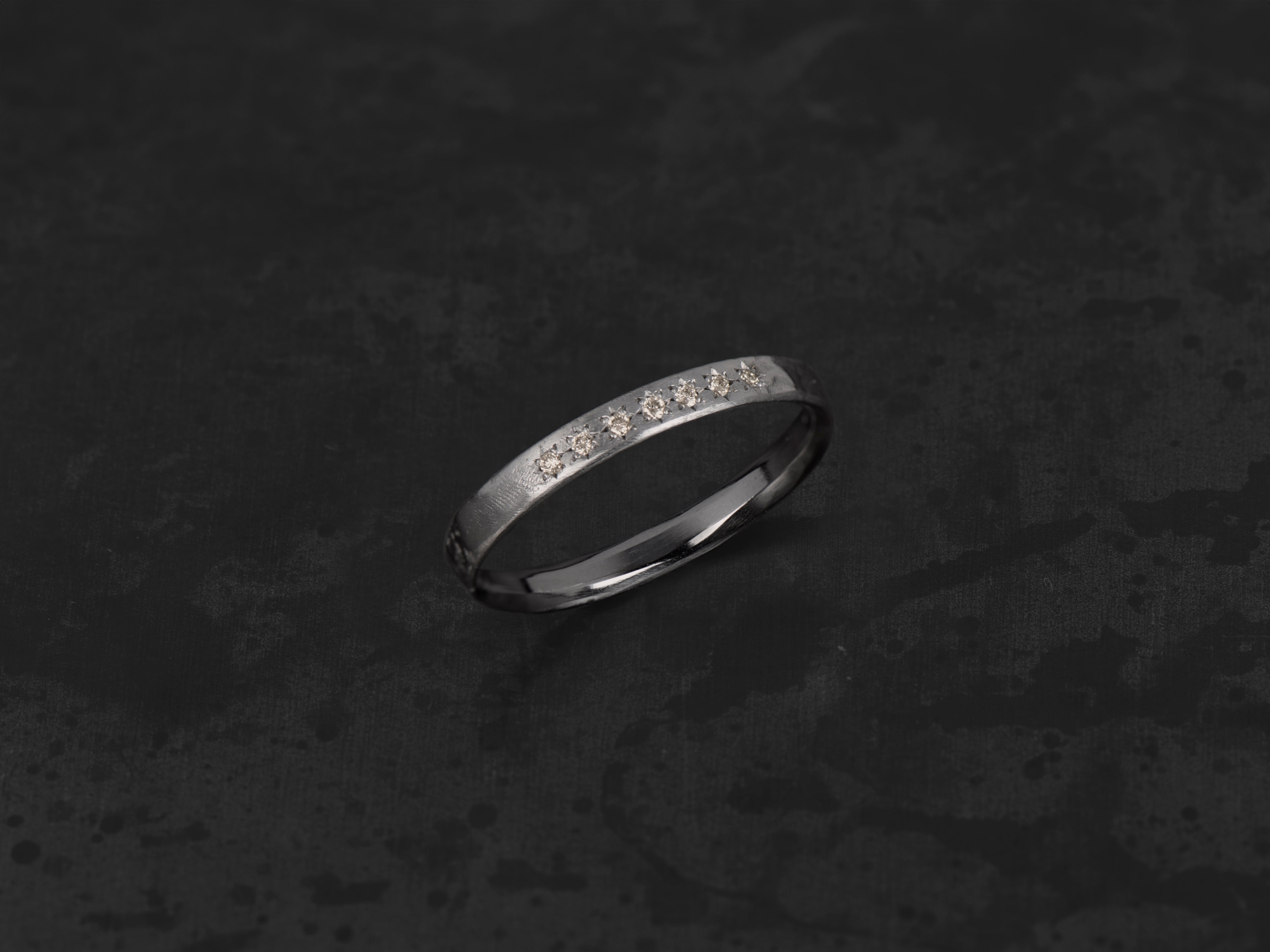 Anneau Damiel argent 7 diamants champagne