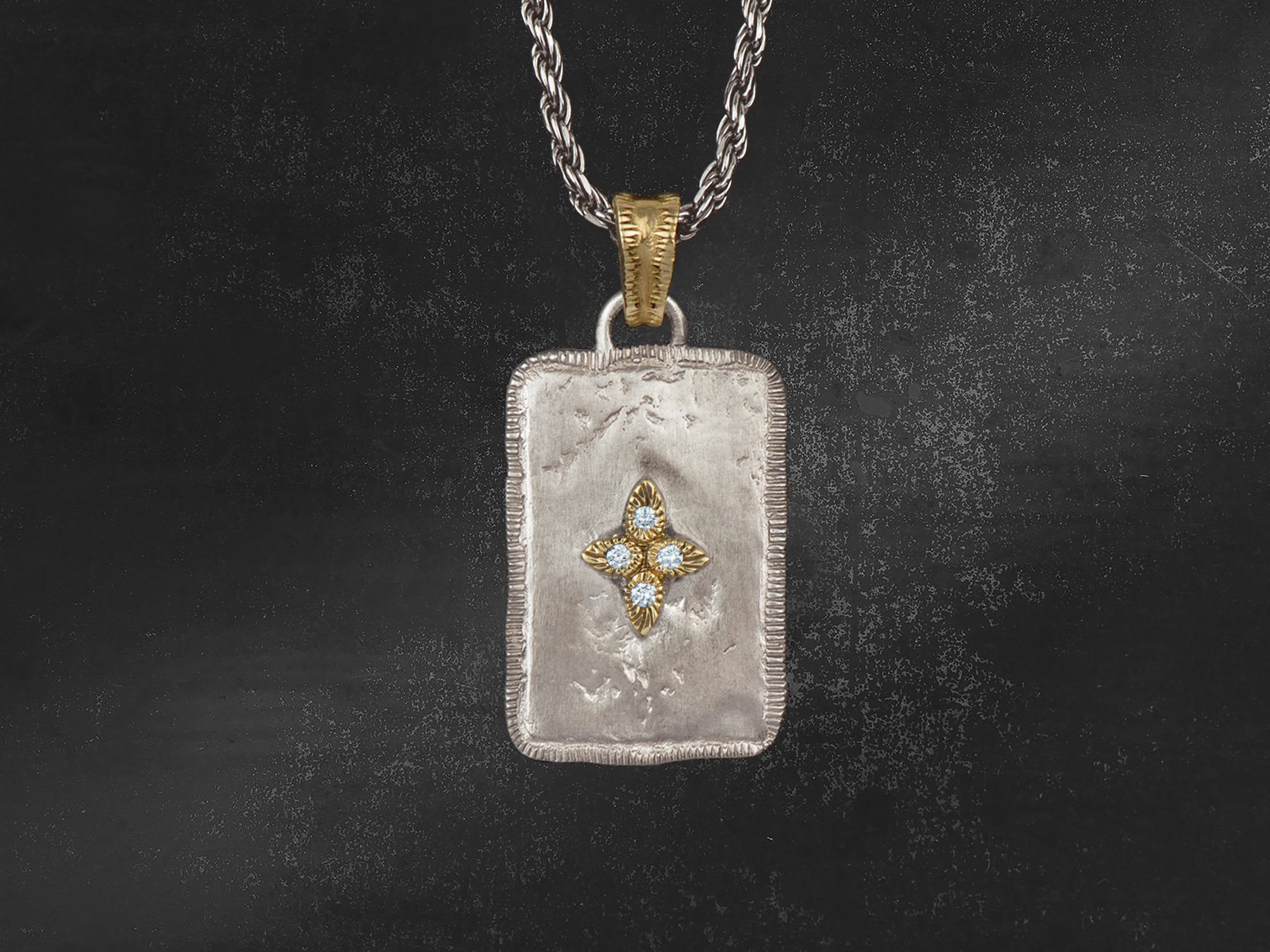 Pendentif Solis Lux rectangle GM etoile diamant