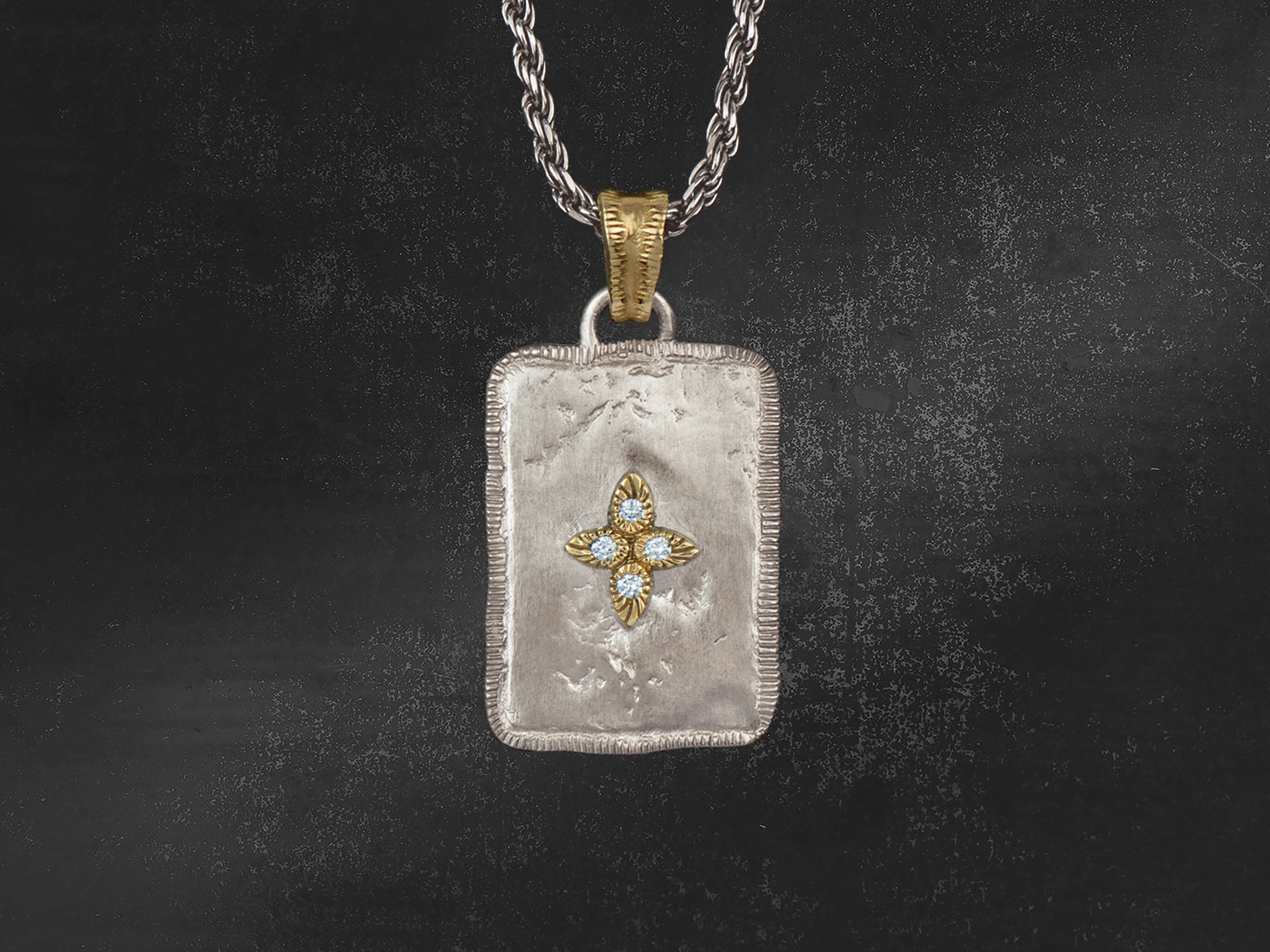Pendentif Solis Lux rectangle GM etoile diamant