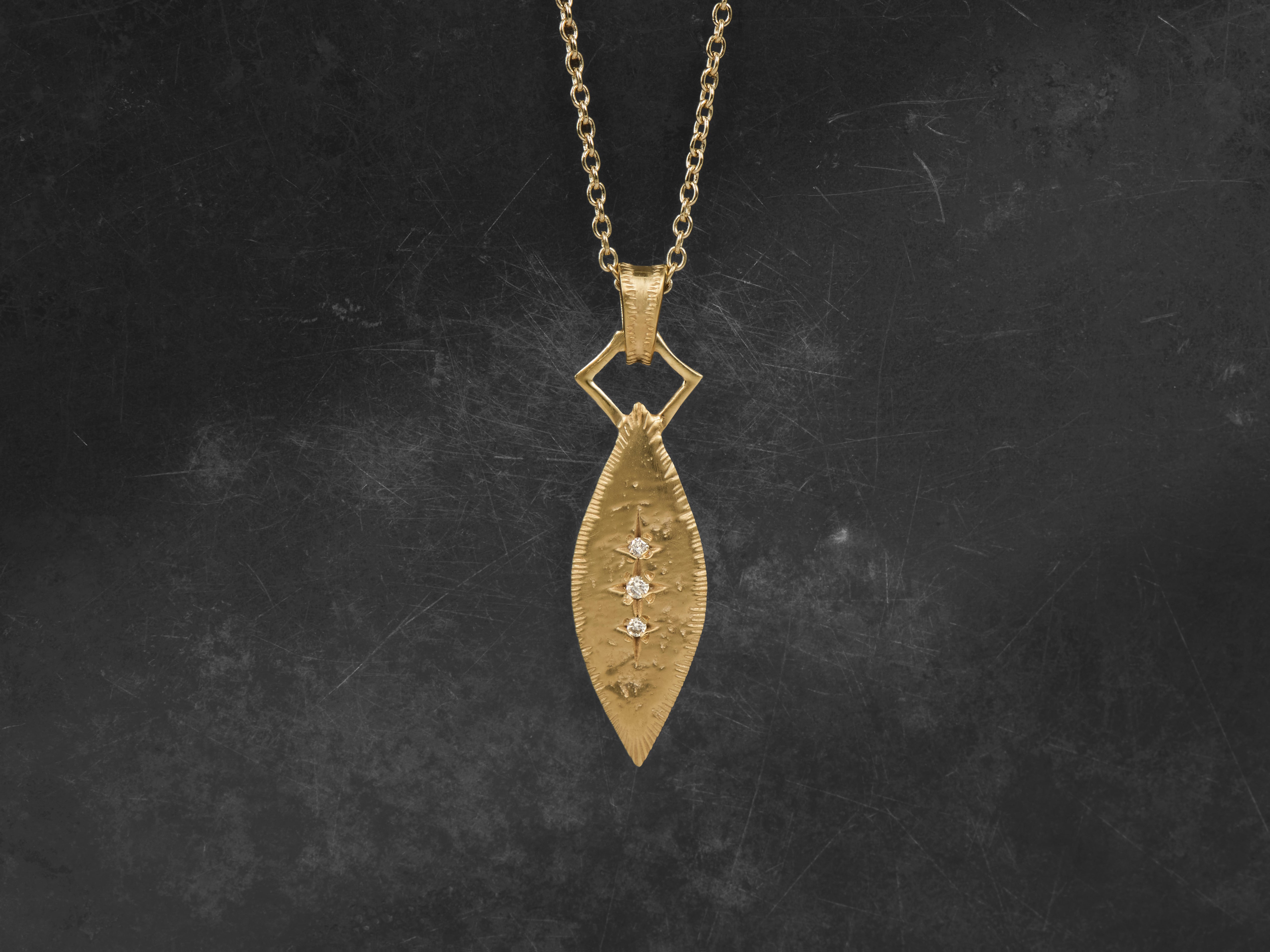 Sword GM Necklace with Champagne-Colored Diamonds, Gold-Plated