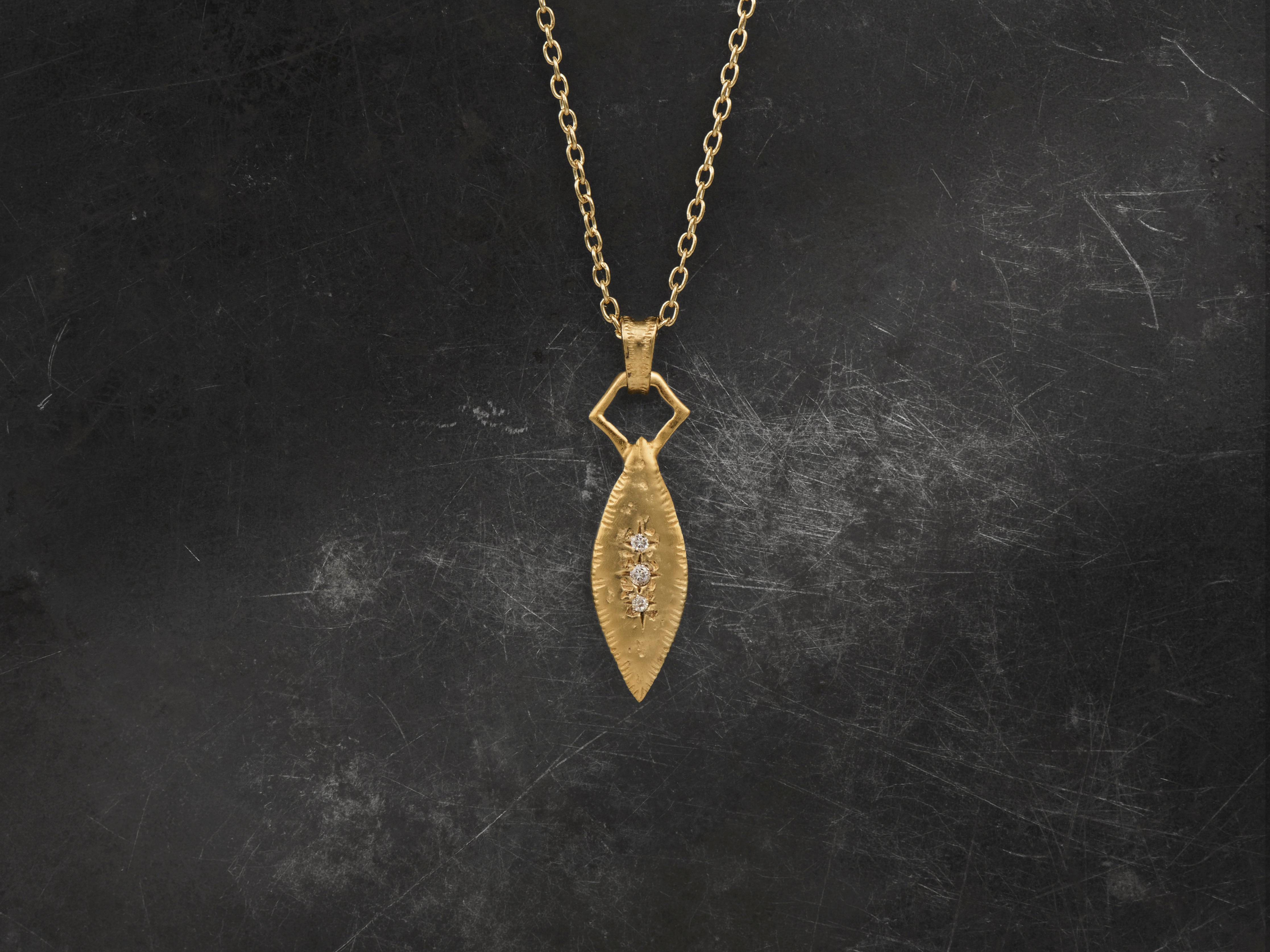 Sword PM Necklace with Champagne-Colored Diamonds, Gold-Plated