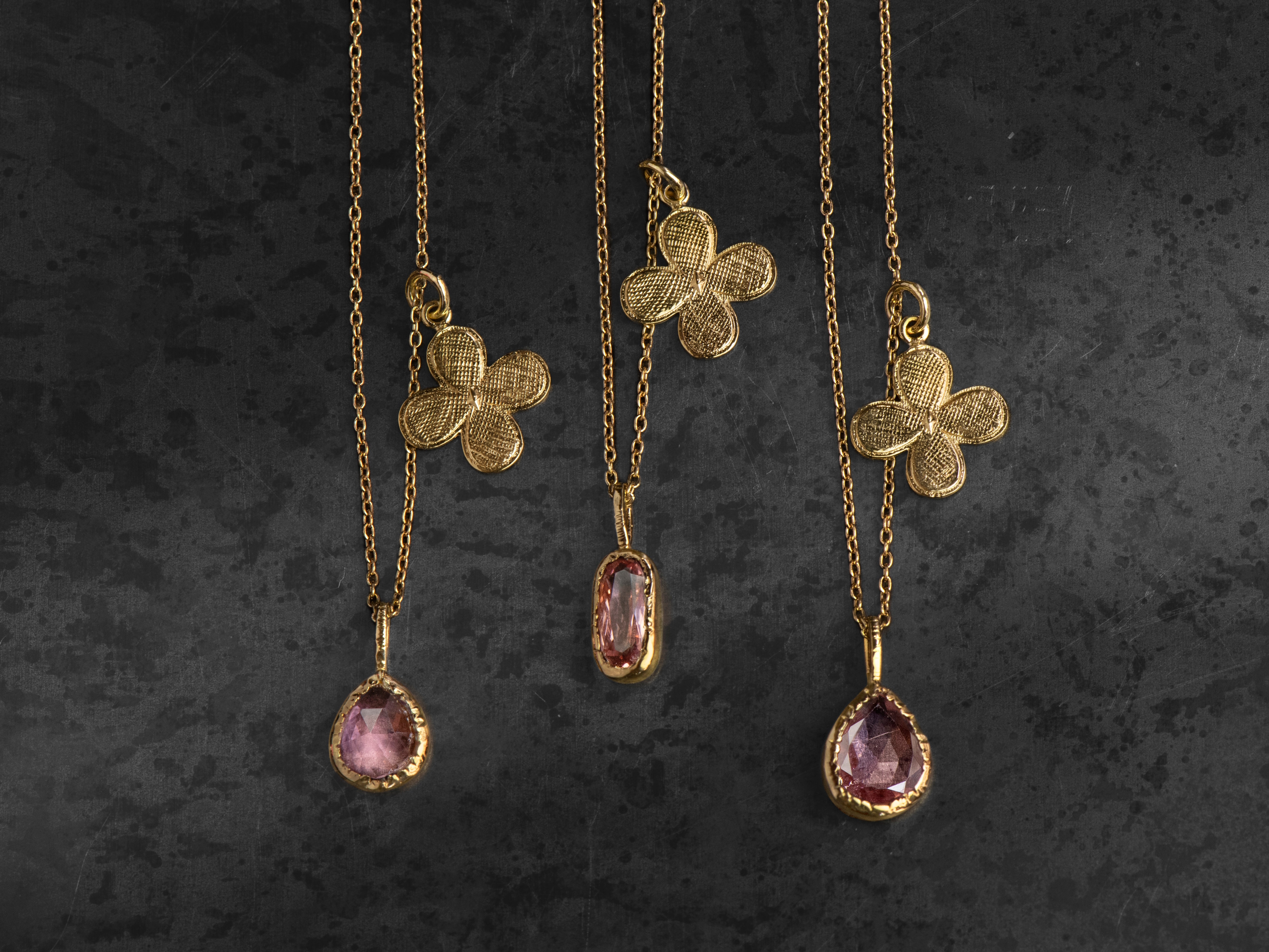 Collier Shirin tourmaline rose plaqué or