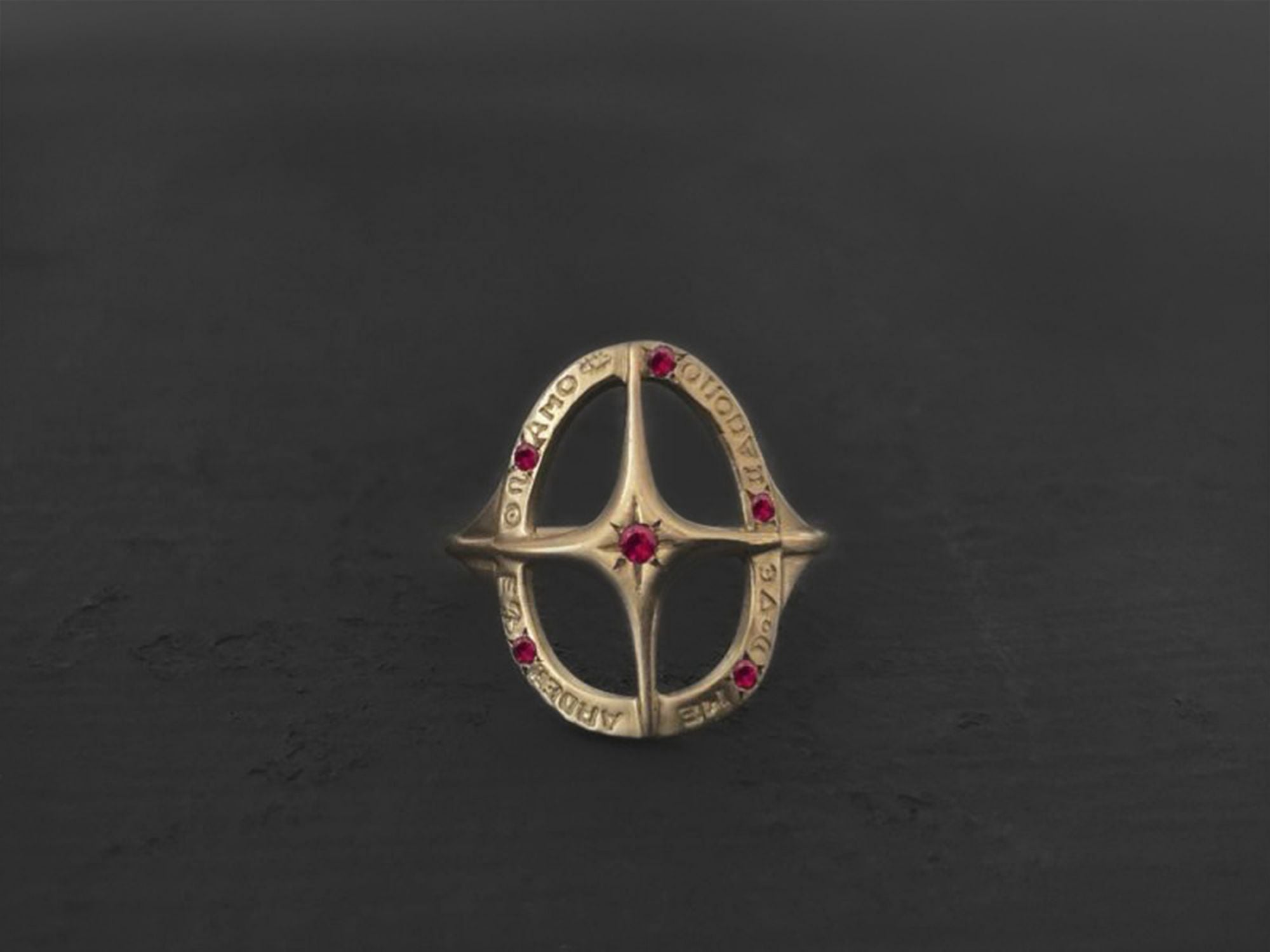 Amo Quod ruby ​​vermeil ring