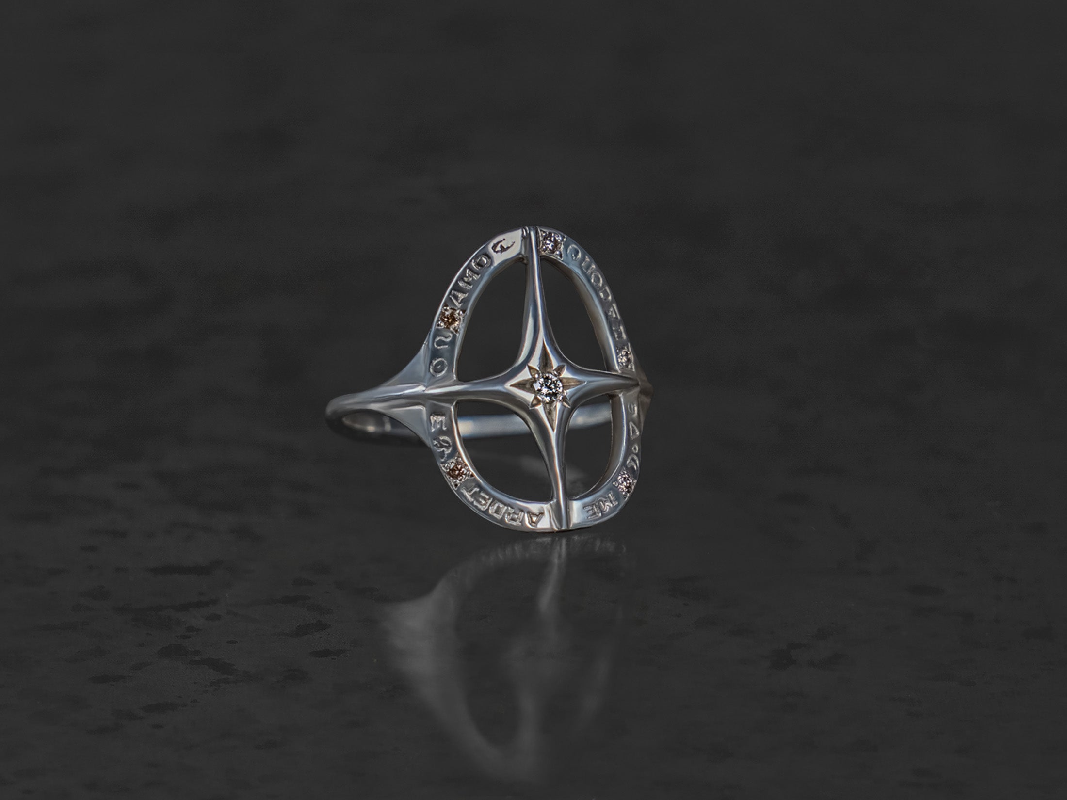 Bague Amo Quod argent Diamants miel