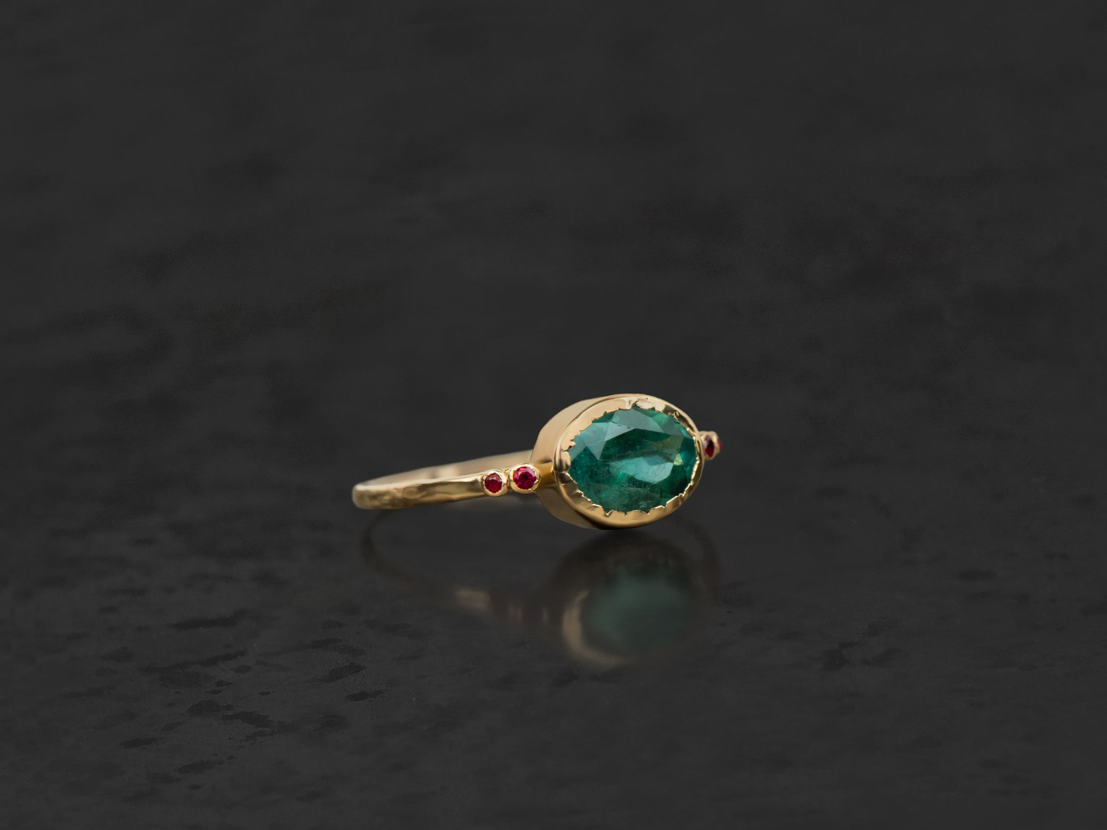 BAGUE CASSIEL RUBIS TOURMALINE VERTE 1,19CTS OR JAUNE