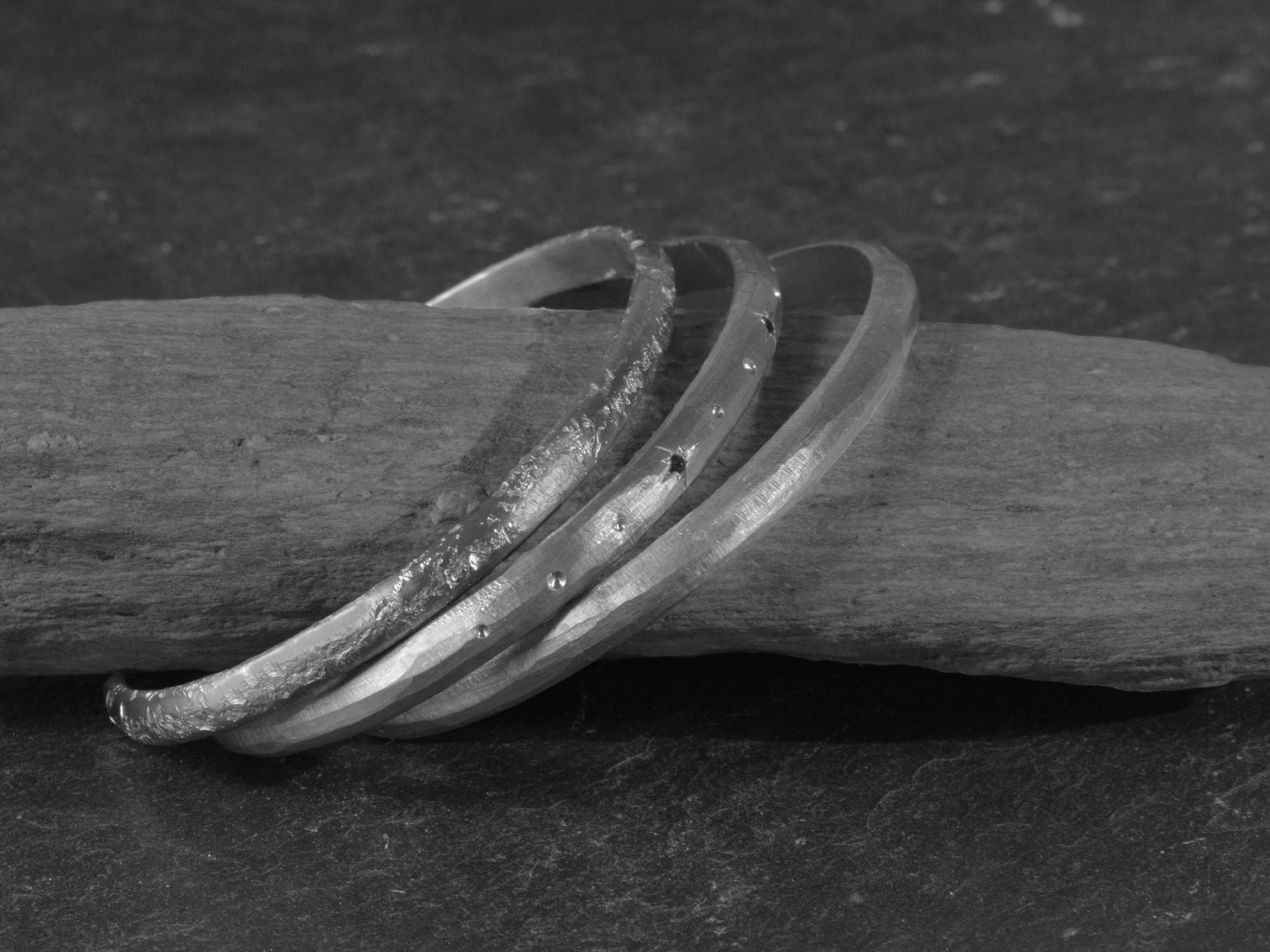 bracelet stella argent martelé pierre